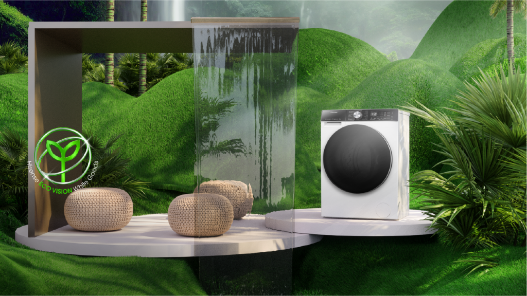 Sostenibilidad: Nueva lavadora-secadora Hisense Series 5S con certificación de huella de carbono. Comprometidos con la sostenibilidad energética