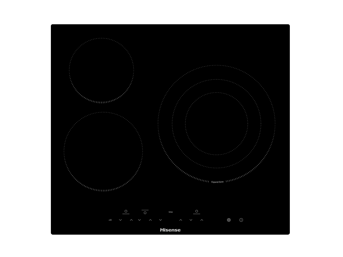 Hisense - E6322C – Placa, Vitroceramica, 3 Zonas, Negro