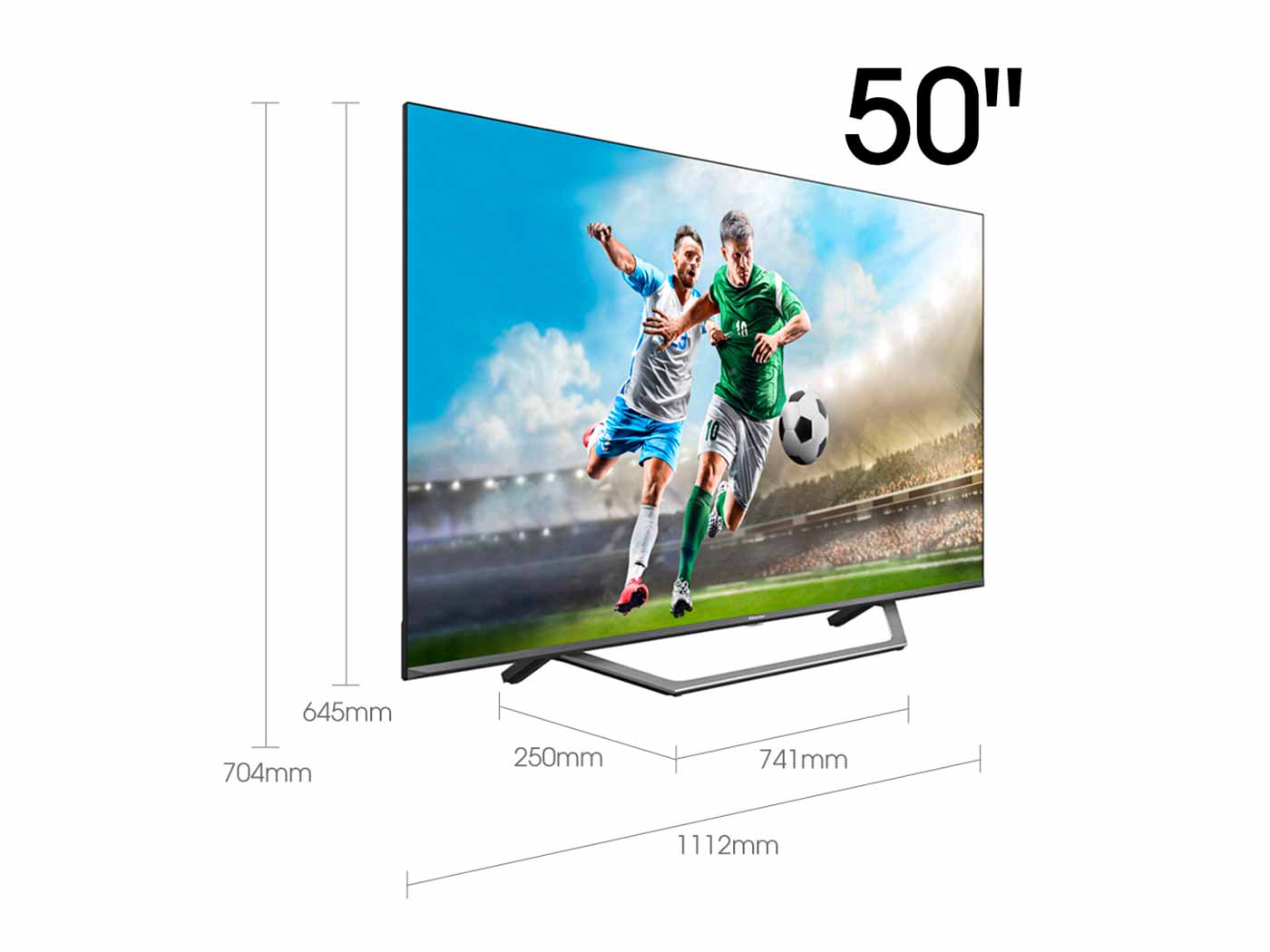 Cuánto mide un TV de 50 pulgadas?