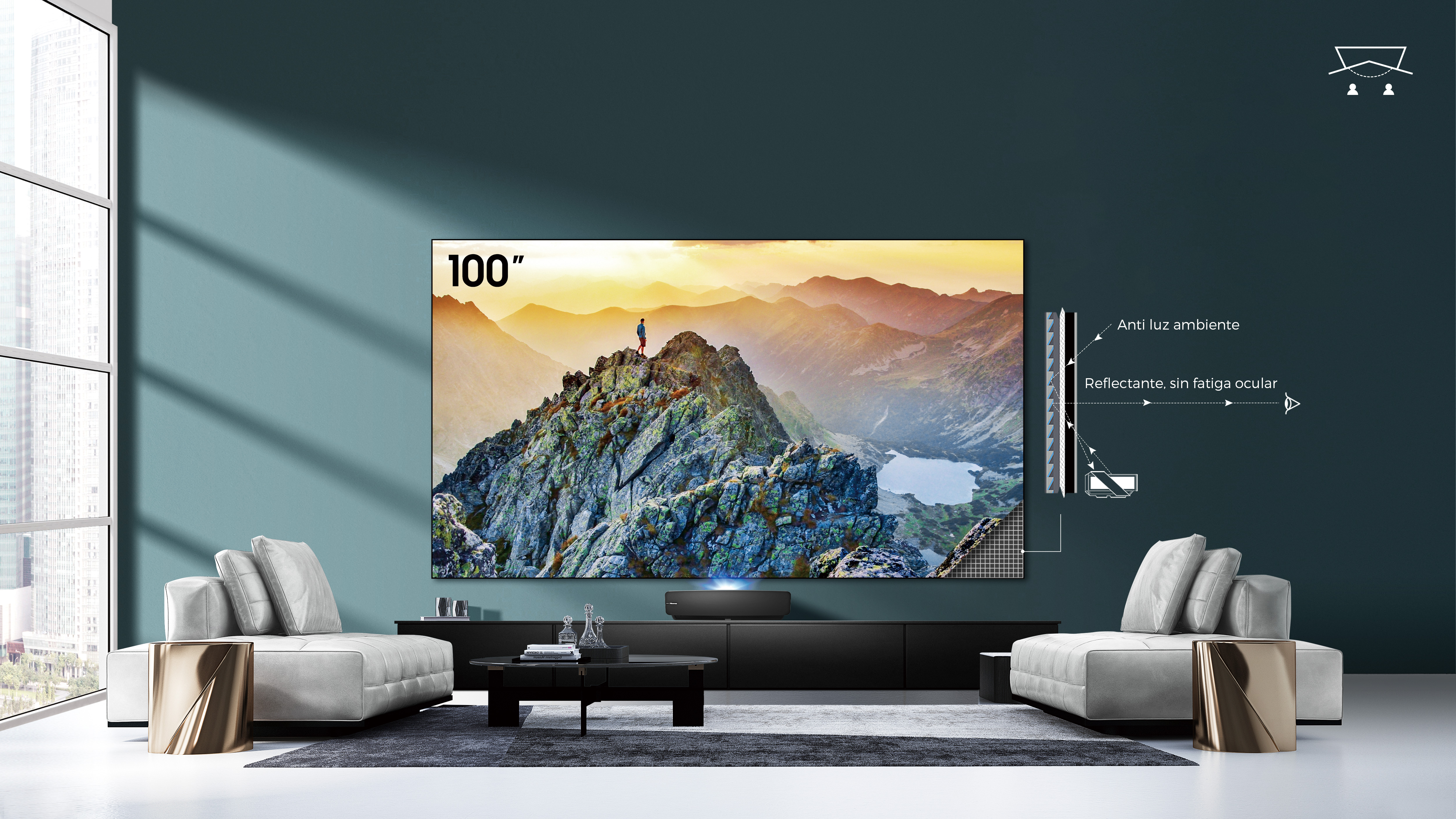 Laser TV pantalla con rechazo de luz ambiente Hisense