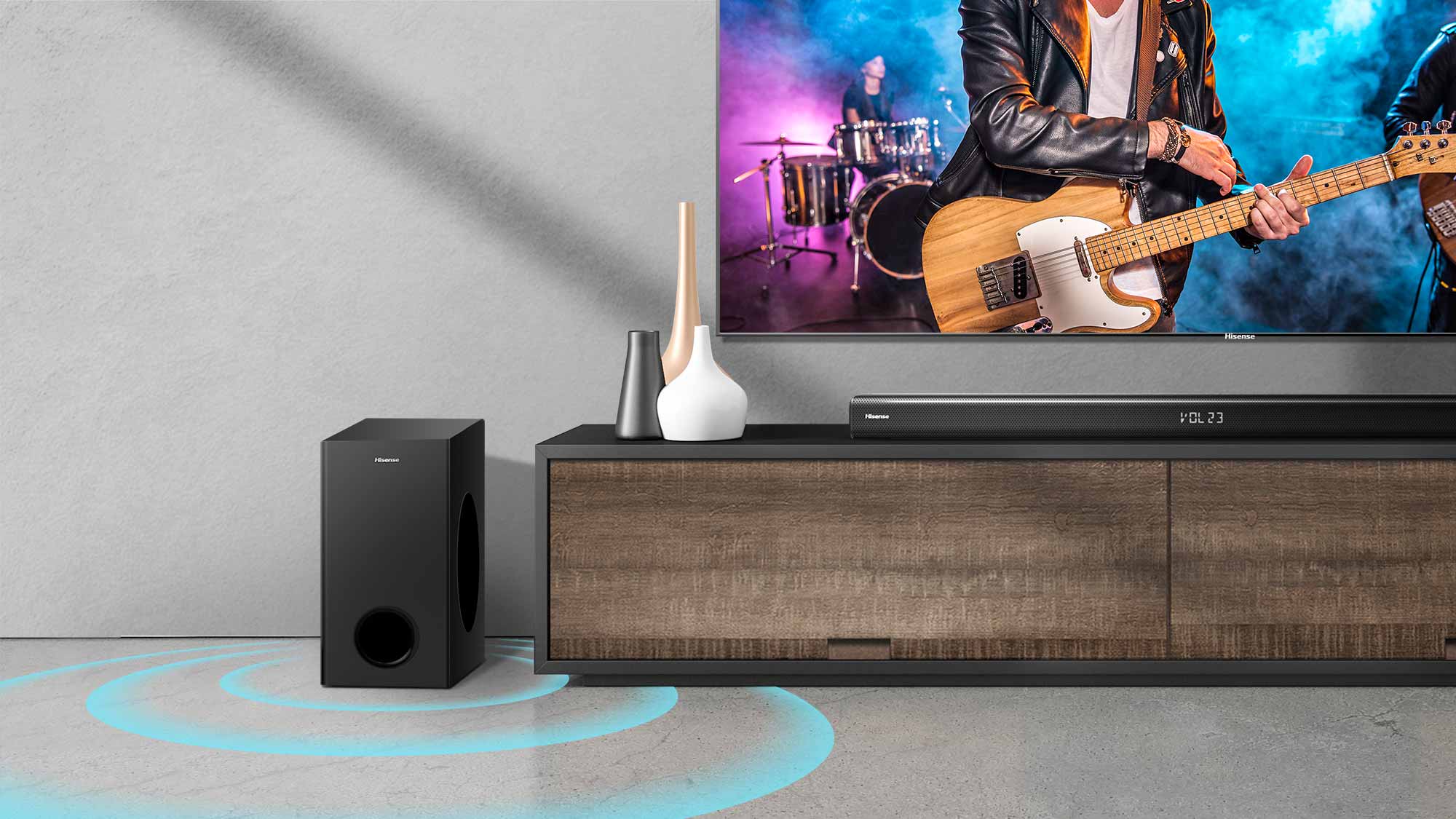 Barra de sonido con graves potentes Hisense