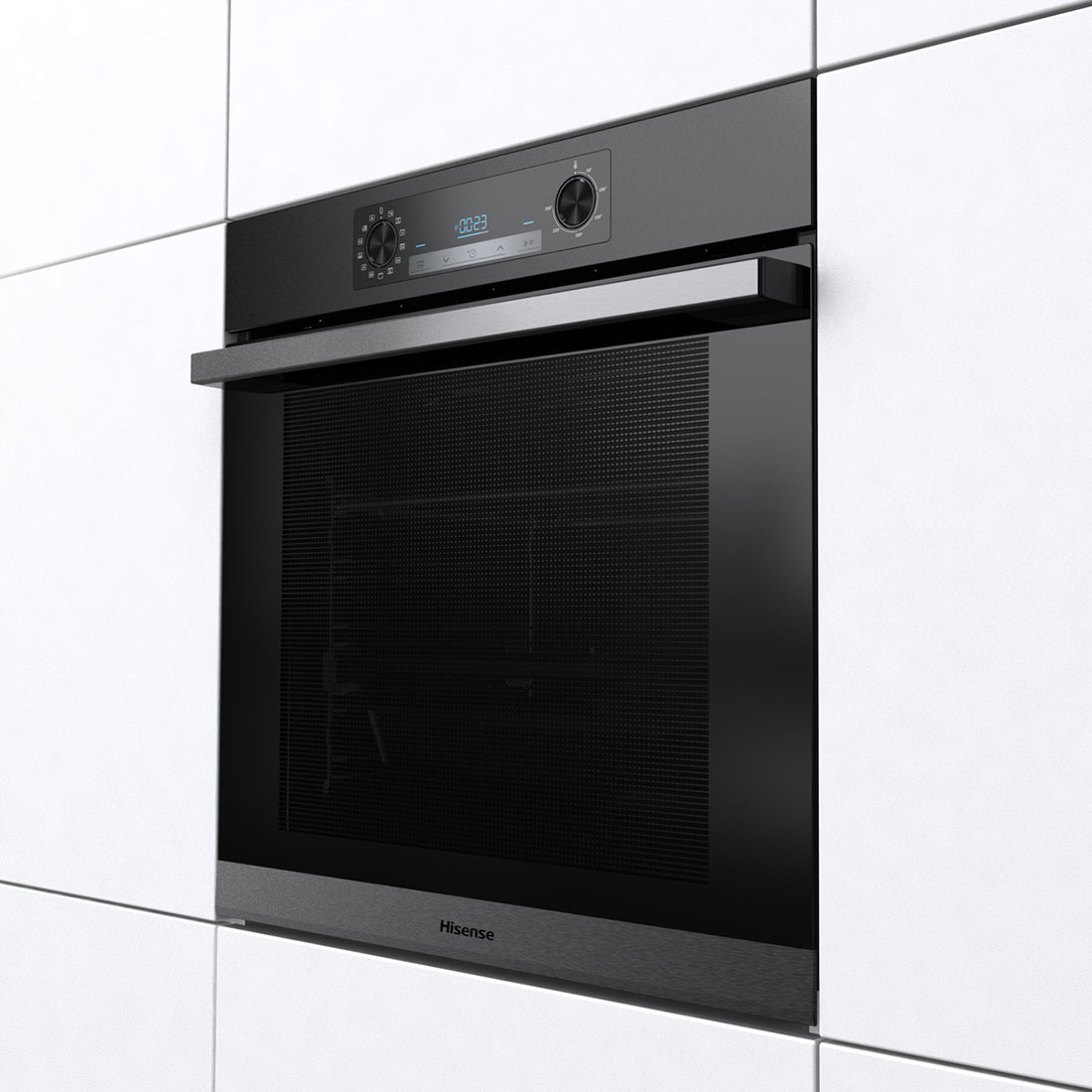 Hisense BSA65226AB Horno Multifunción con Vapor y Función Freidora de Aire  sin Aceite, Capacidad 77L, Cocción Simultanea 5 Niveles, ventilador XXL