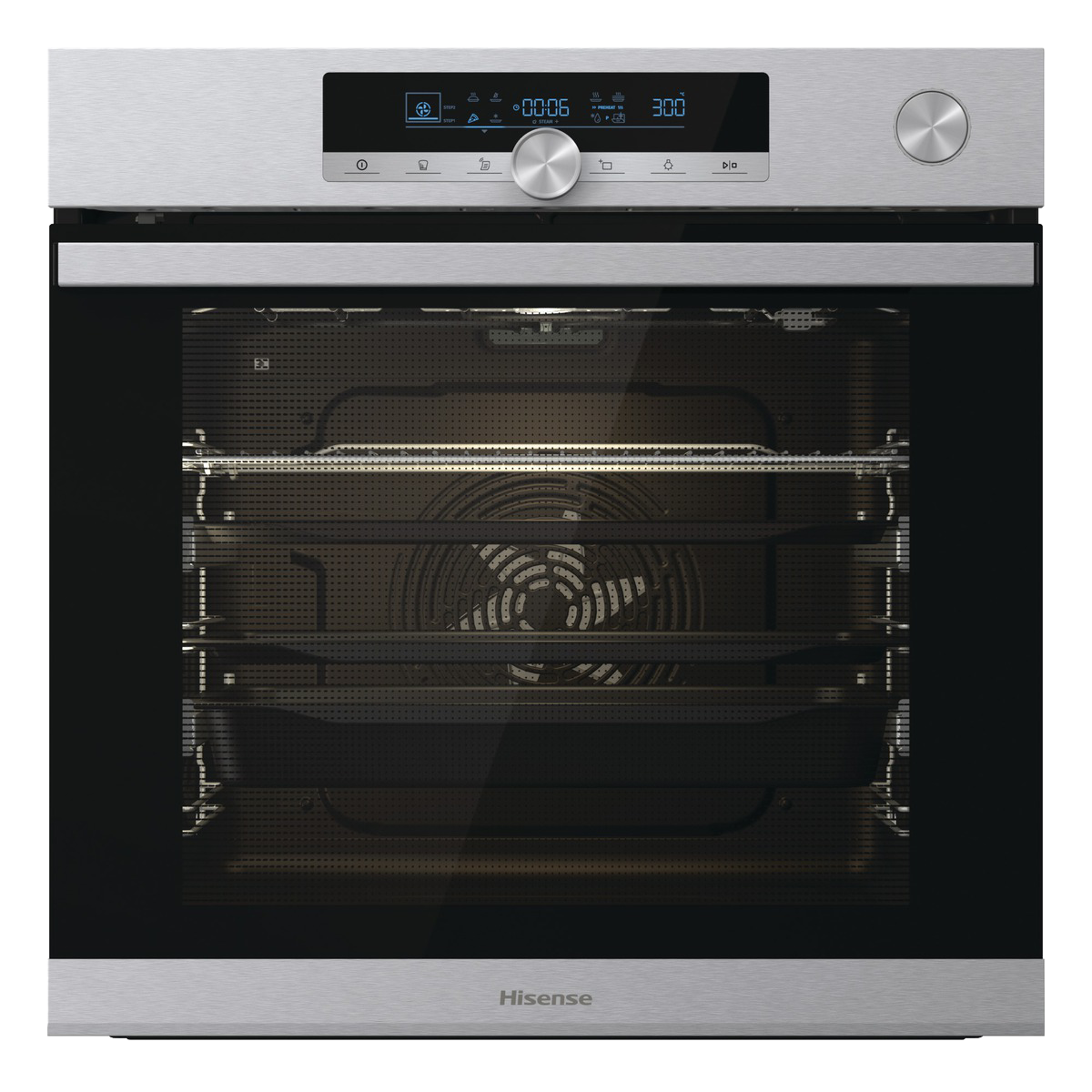 Hisense - BSA66334PX – Horno Pirolítico, Cocción Vapor Con Depósito, Clase A+, 77L, Inox