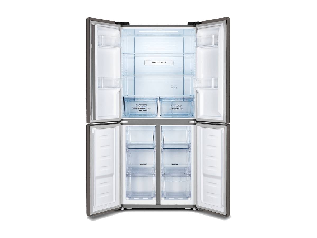 Hisense - RQ515N4AC2 – Frigorífico Americano 4 Puertas, Clase E , 427L, Inox