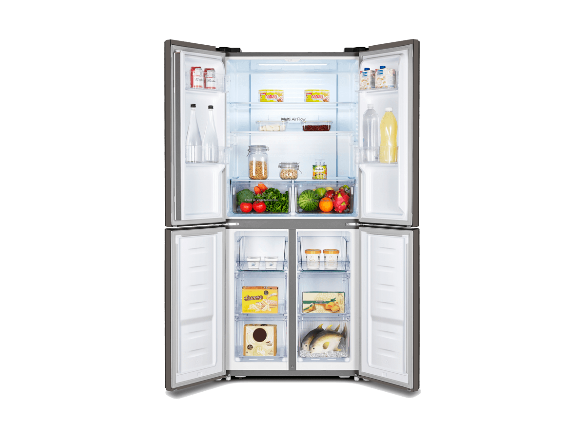 Hisense - RQ515N4AC2 – Frigorífico Americano 4 Puertas, Clase E , 427L, Inox