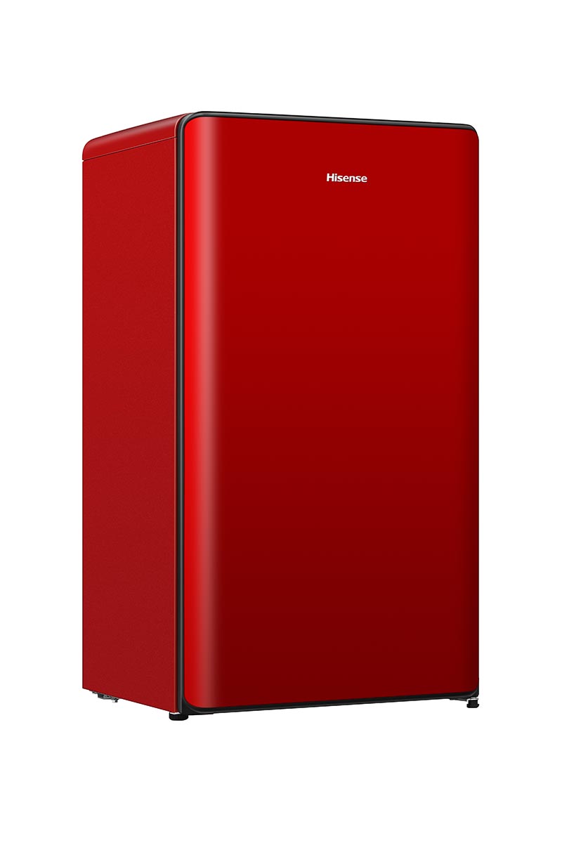 Hisense - RR106D4CRF – Frigorífico 1 Puerta, Clase F , 82L, Rojo