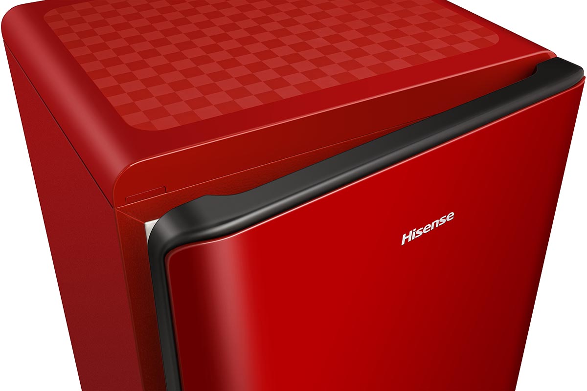 Hisense - RR106D4CRF – Frigorífico 1 Puerta, Clase F , 82L, Rojo