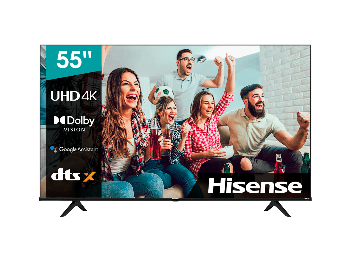  Hisense - Televisión Smart 55A6H serie A6, de 55 pulgadas, con  resolución 4K UHD, con Google TV, control remoto de voz, Dolby Vision HDR,  DTS Virtual X, modos deportivos y de