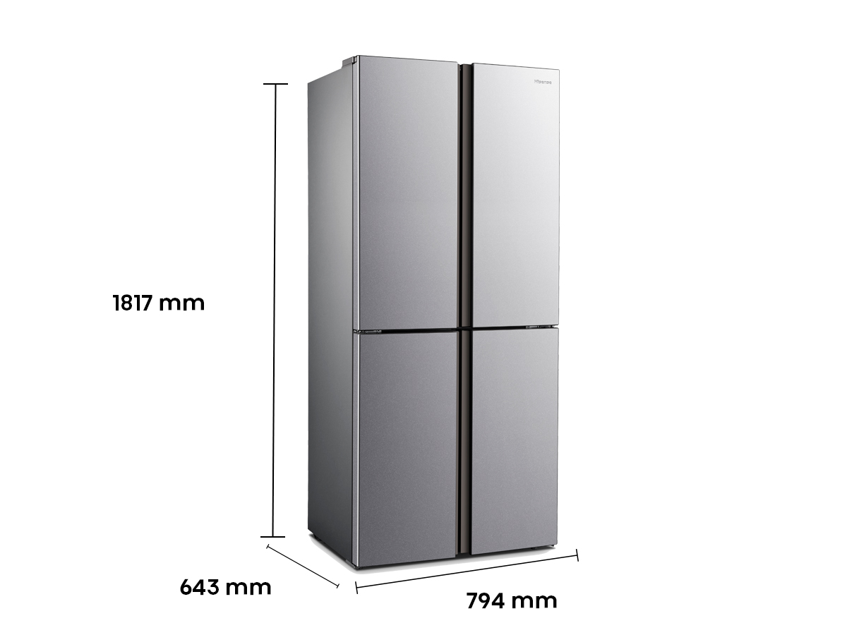 Hisense - RQ515N4AC2 – Frigorífico Americano 4 Puertas, Clase E , 427L, Inox