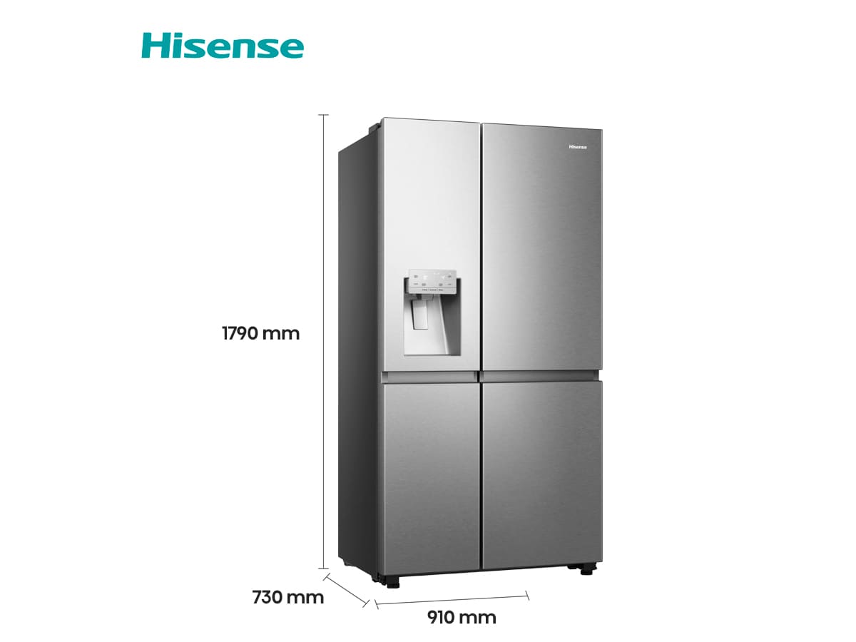 Hisense - RS818N4TIE – Frigorífico Americano Side By Side, Clase E , 632L, Inox