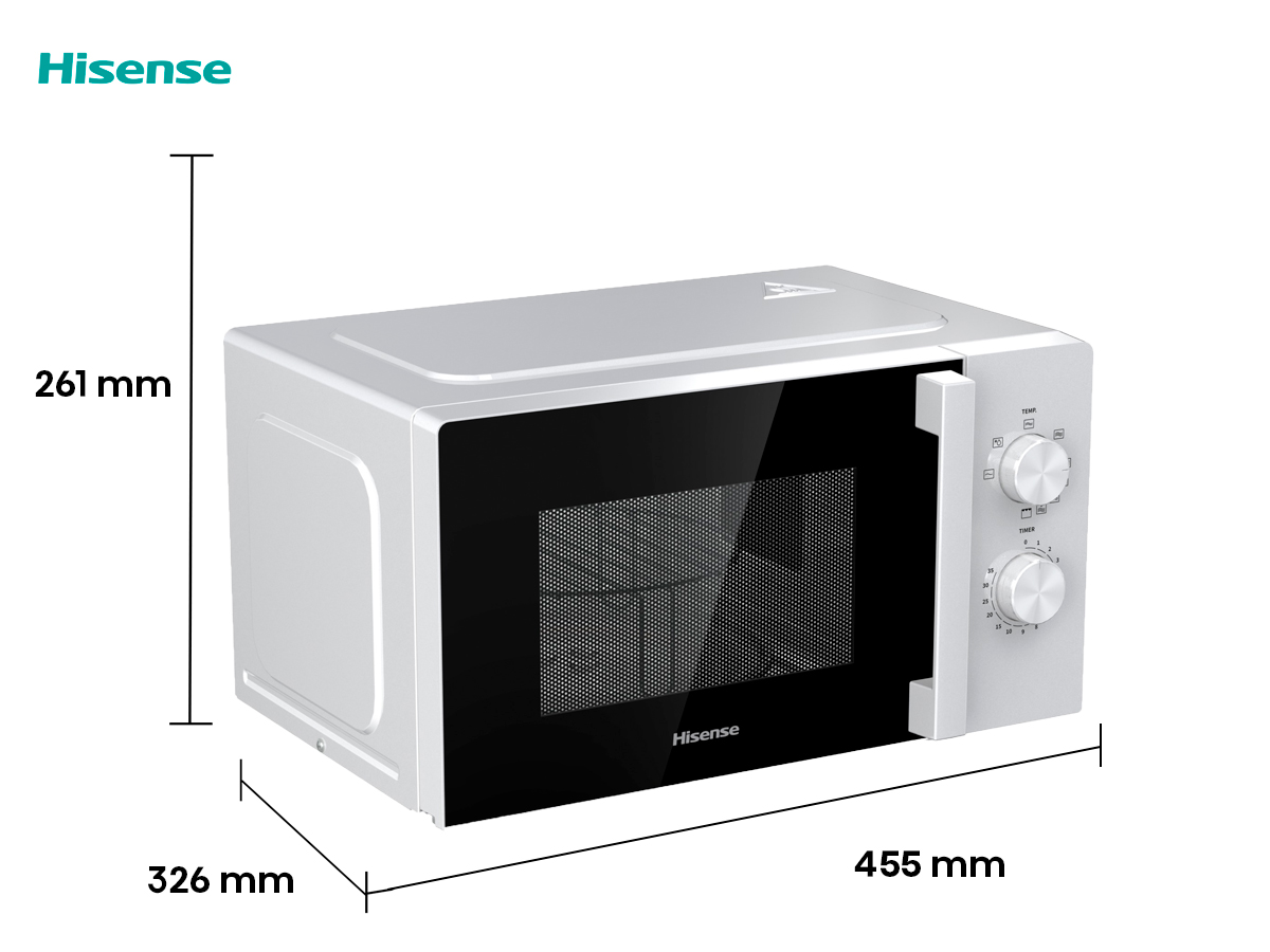 Hisense - H20MOWP1HG – Microondas Con Grill, 20L, Blanco