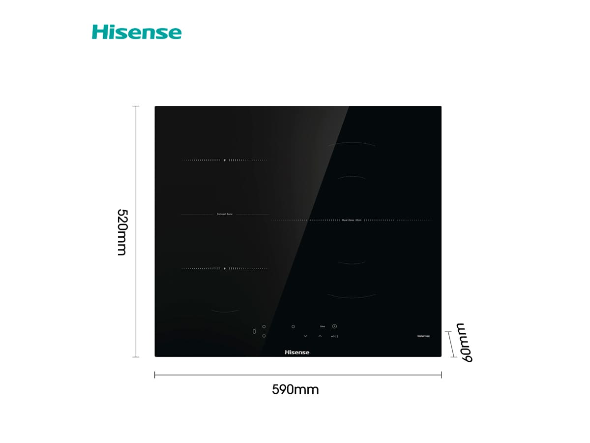 Hisense - E6322C – Placa, Vitroceramica, 3 Zonas, Negro