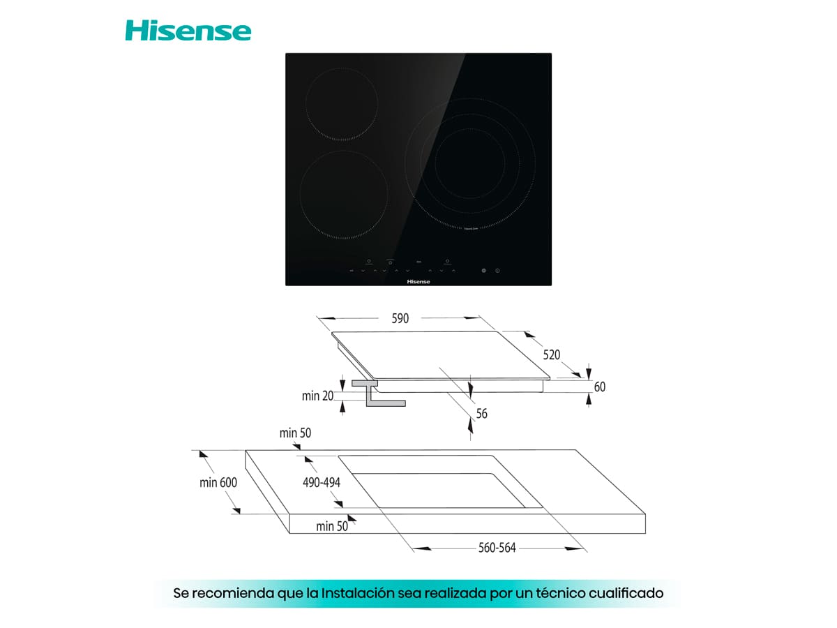 Hisense - Vitro 3 Zonas E6322C 60cm