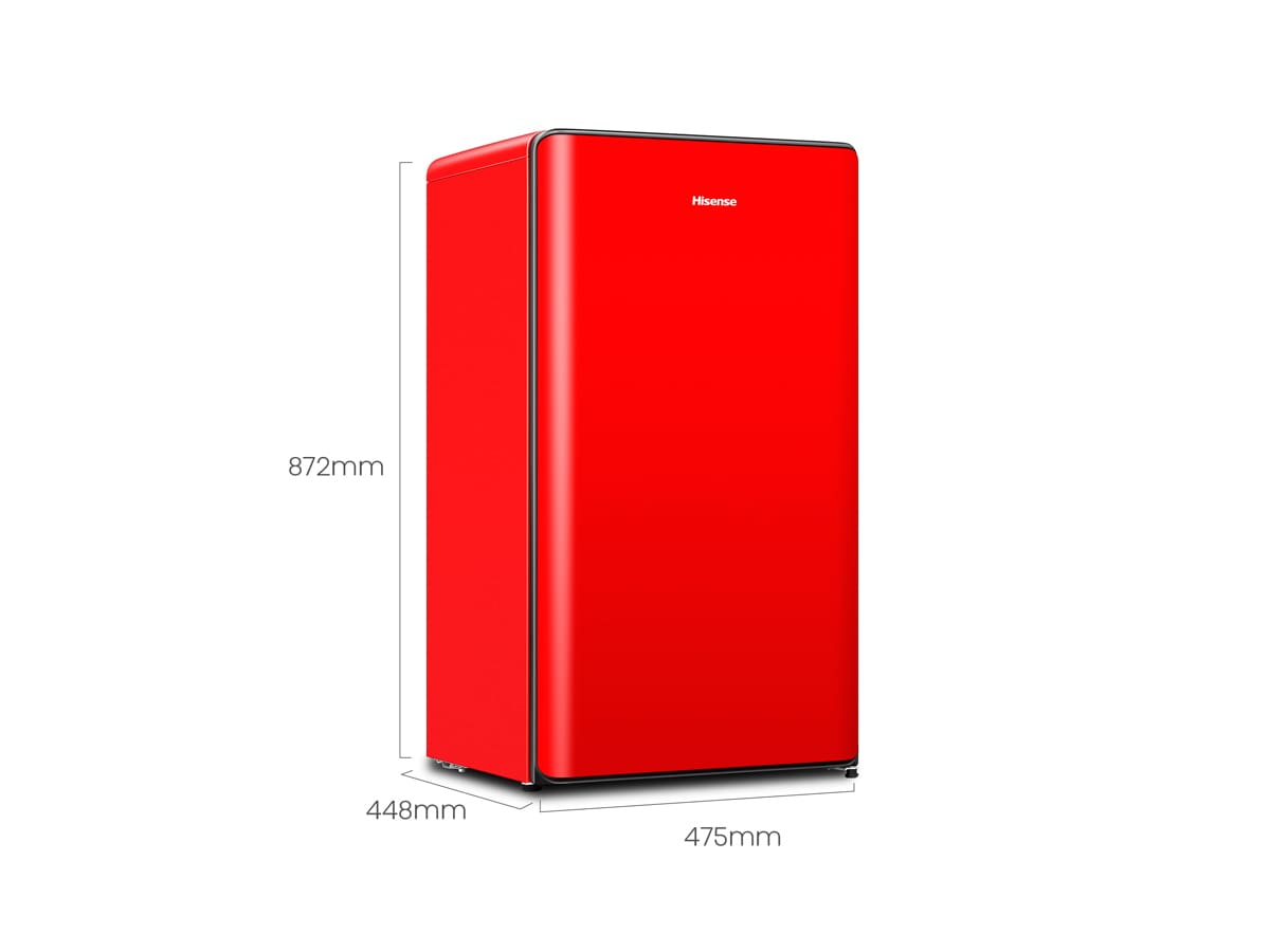 Hisense - RR106D4CRF – Frigorífico 1 Puerta, Clase F , 82L, Rojo
