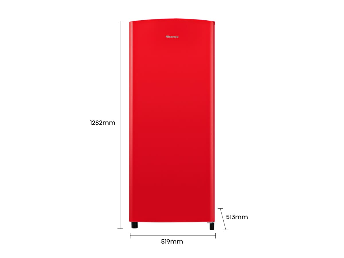 Hisense - RR220D4ARF – Frigorífico 1 Puerta, Clase F , 165L, Rojo