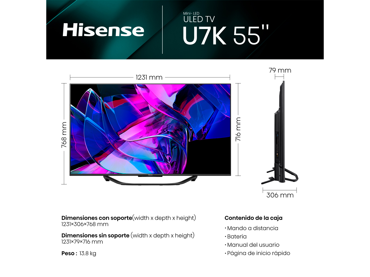 Hisense - TV Mini-LED 55U7KQ