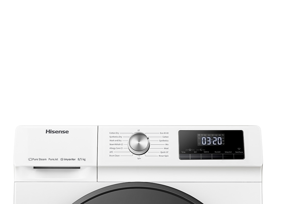 Hisense - WDQA8014EVJM – Lavasecadora, Clase A, 8 kg/5 kg, 1400 rpm, Blanco