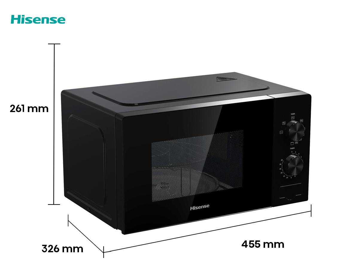 Hisense - H20MOBP1G – Microondas Con Grill, 20L, Negro