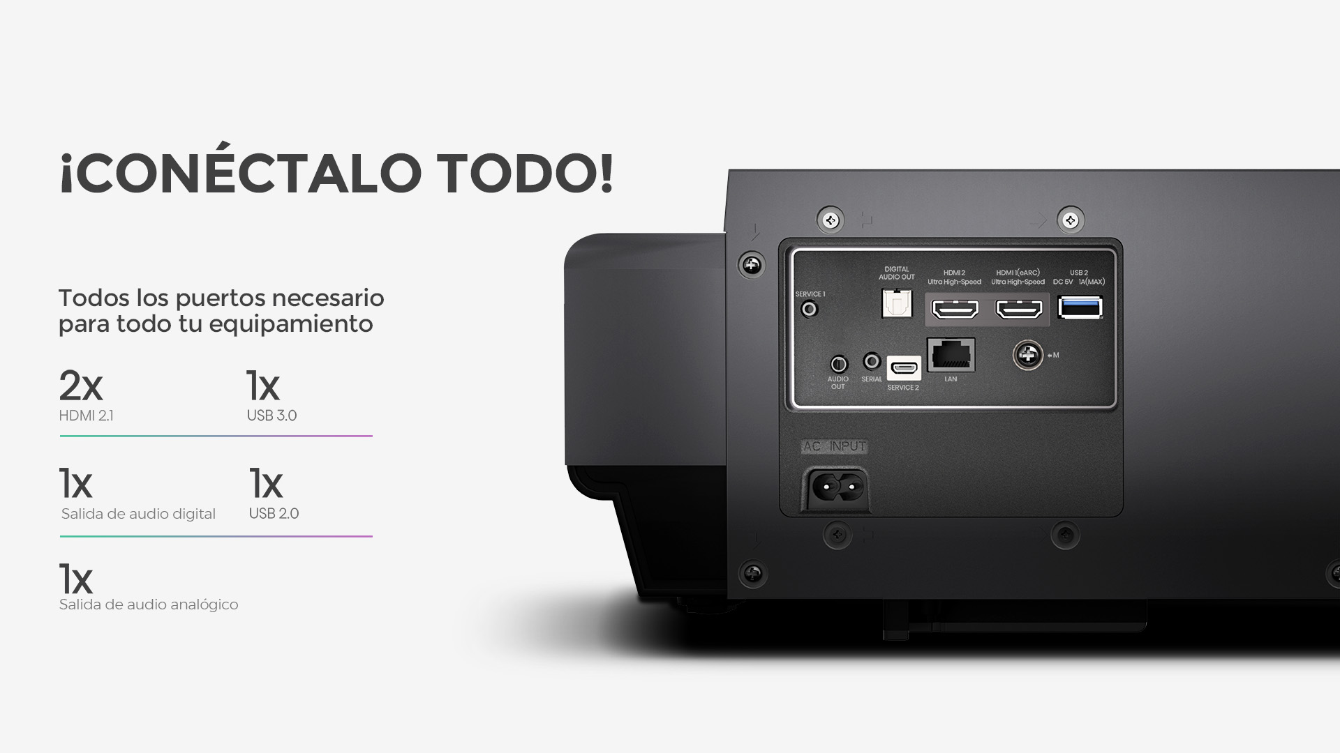 Todos los puertos. PX1 Trichroma Laser Cinema. Hisense