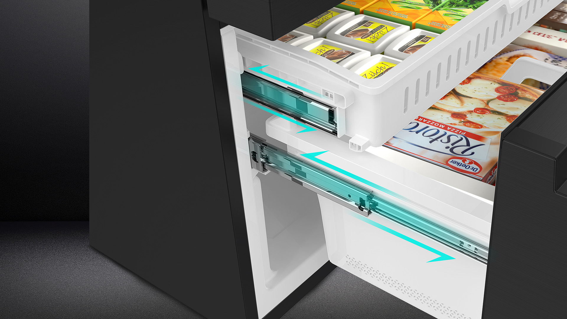 Cajón con guías metálicas de frigorífico Hisense