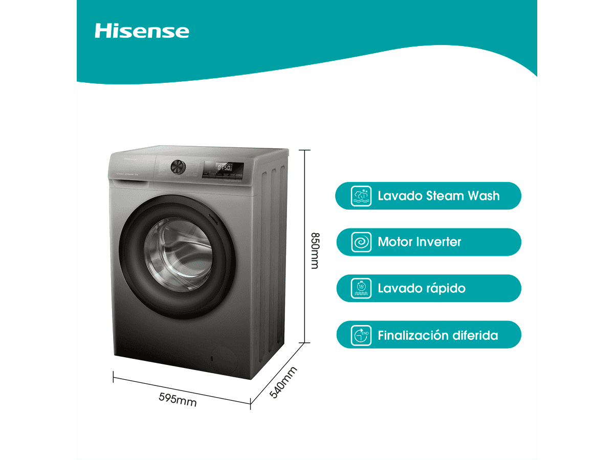 Hisense - Lavadora WFQP8014EVMT