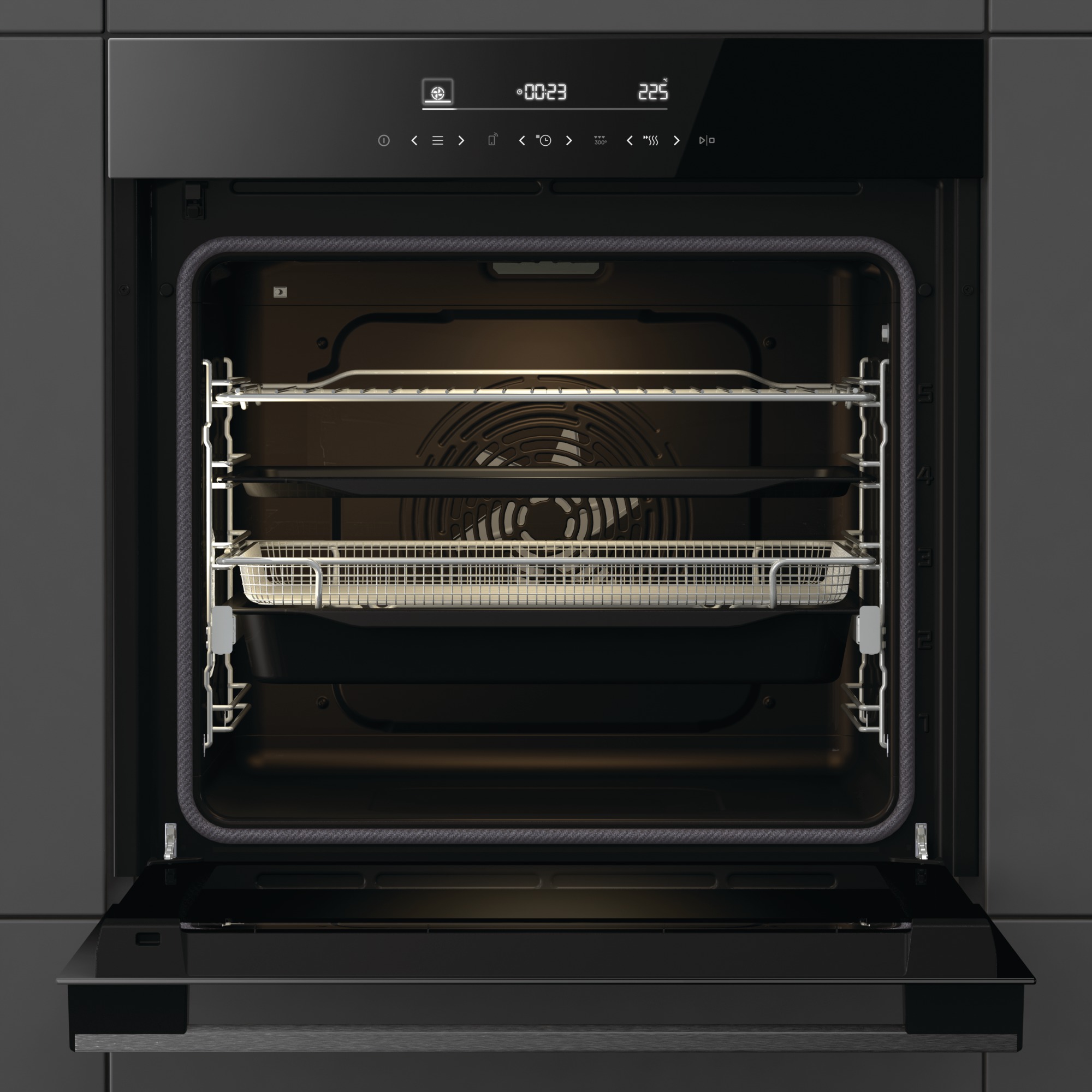 Hisense - BI65346PDBGWIFI – Horno Pirolítico, Clase A+, 77L, Cristal Negro