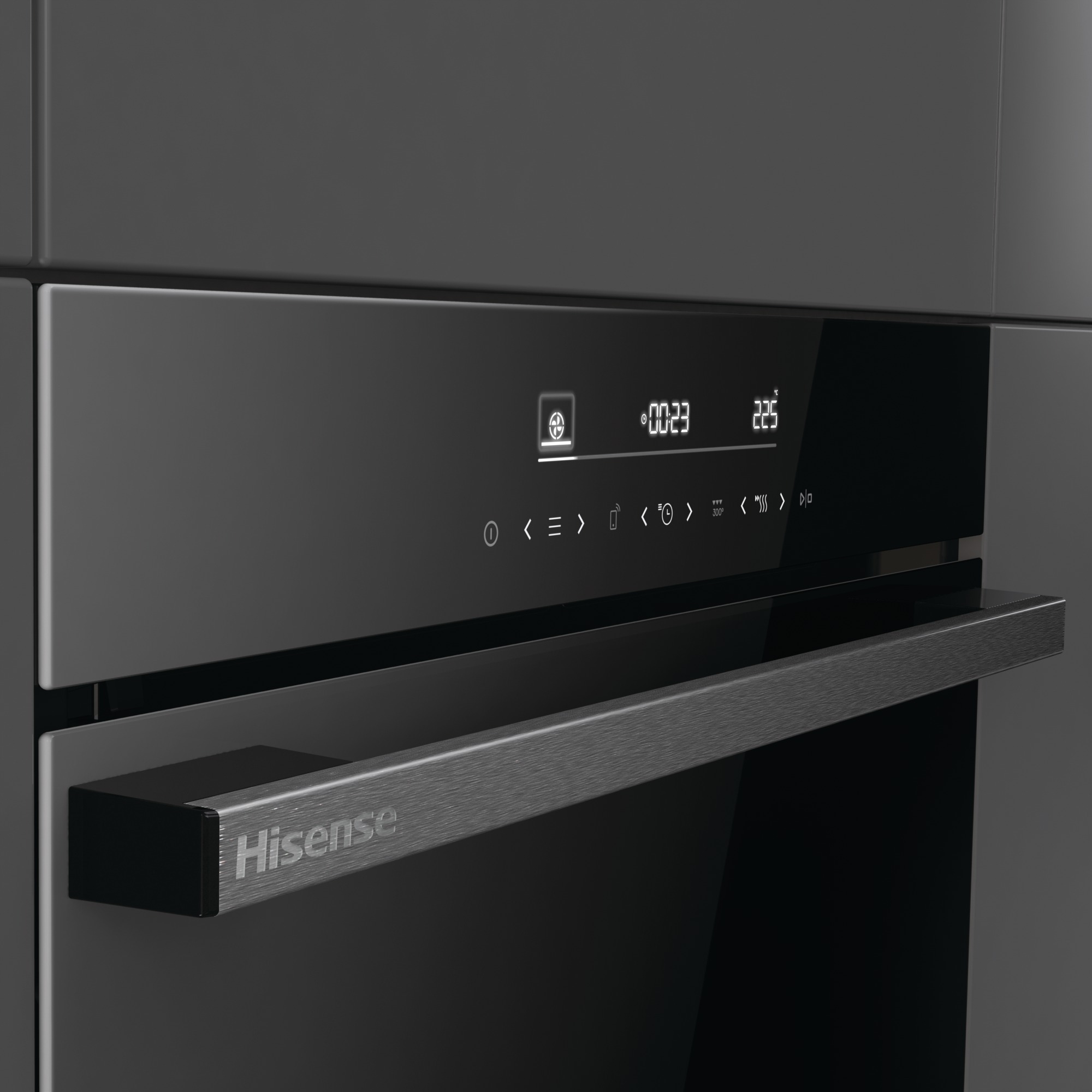 Hisense - BI65346PDBGWIFI – Horno Pirolítico, Clase A+, 77L, Cristal Negro