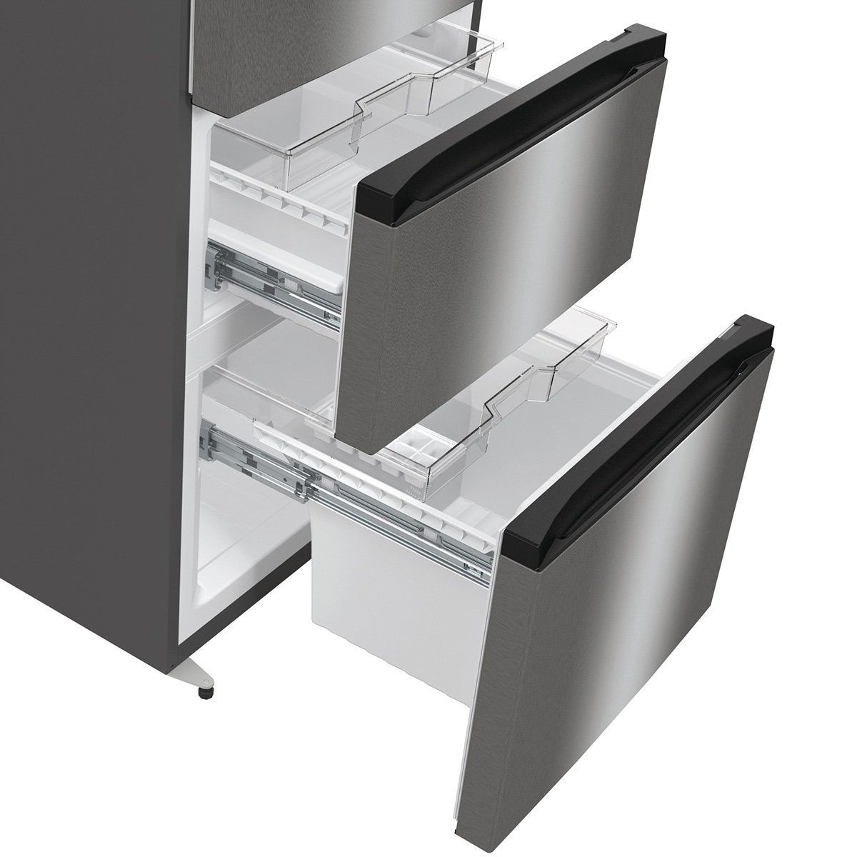 Hisense - RM469N4ACD – Frigorífico Combi 3 Puertas, Clase D , 368L, Inox