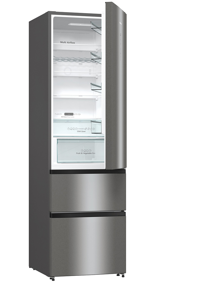 Hisense - RM469N4ACD – Frigorífico Combi 3 Puertas, Clase D , 368L, Inox