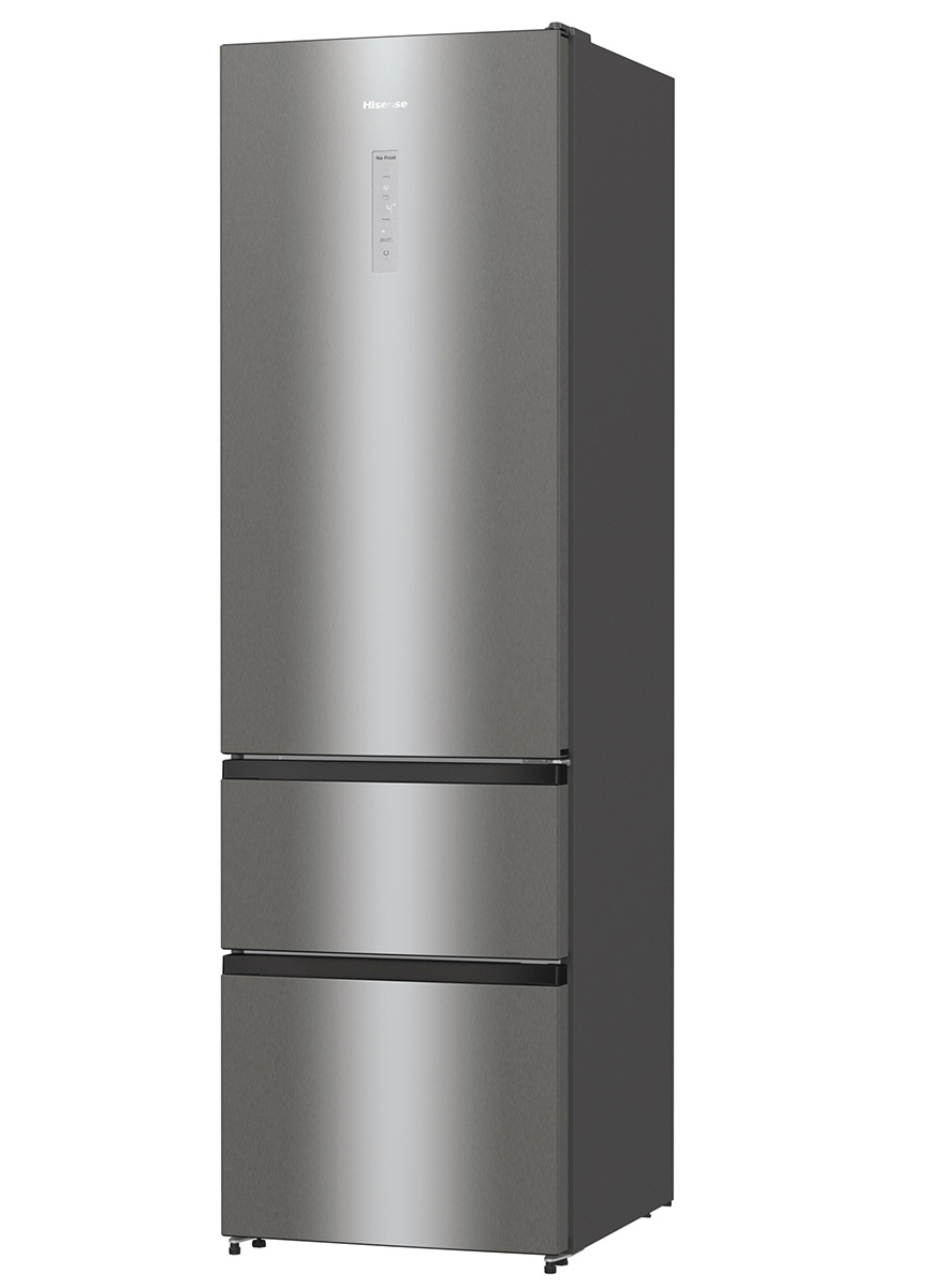 Hisense - RM469N4ACD – Frigorífico Combi 3 Puertas, Clase D , 368L, Inox