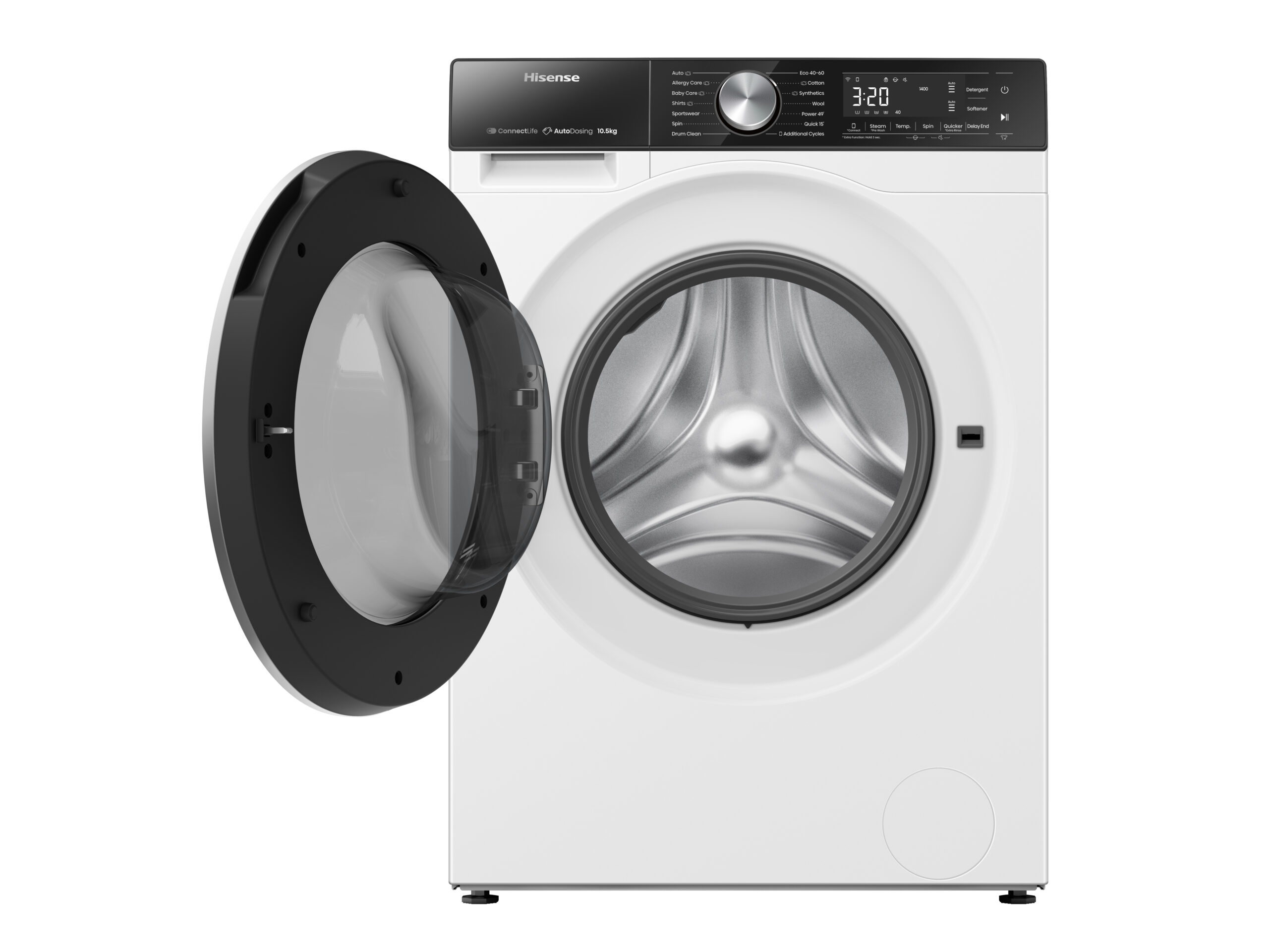 Hisense - WF5S1045BW – Lavadora, Clase A, 10,5 Kg, 1400 rpm, Blanco