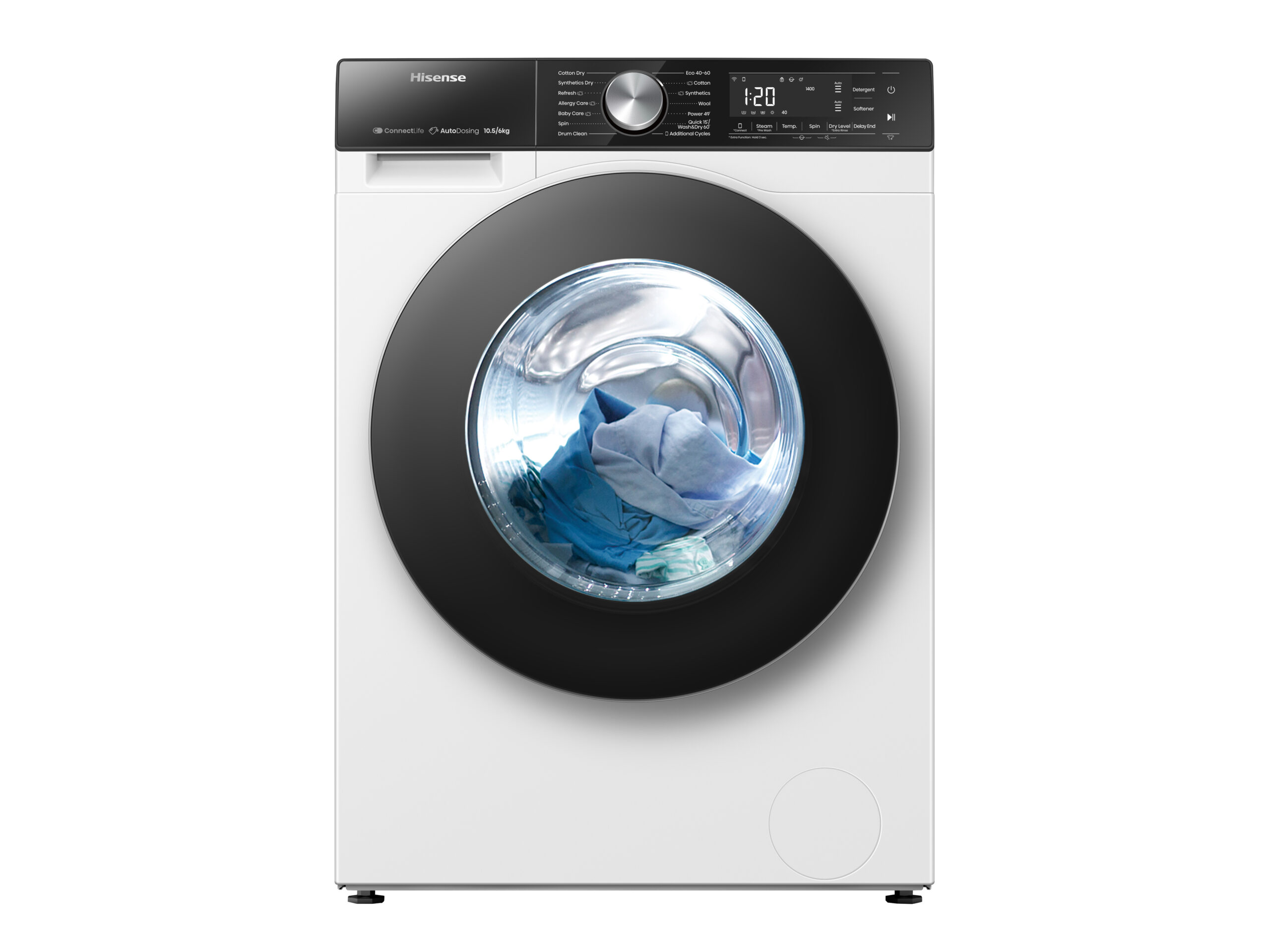 Hisense WD5S1045BW - Lavasecadora, Clase A , 10,5 kg/6 kg , 1400 rpm, Blanco