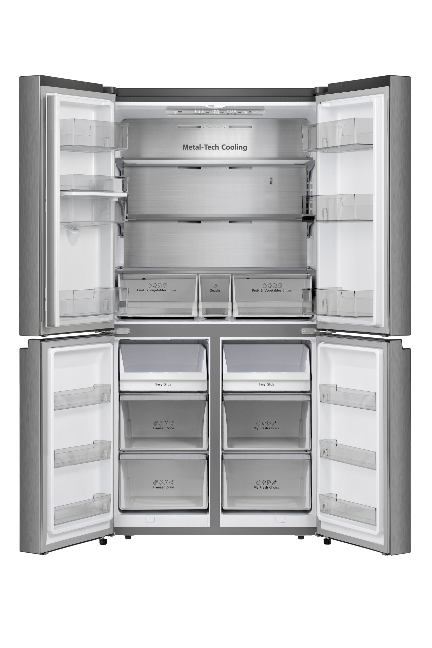 Hisense - RQ758N4SWSE – Frigorífico Americano 4 Puertas, Clase E, 606L, Inox