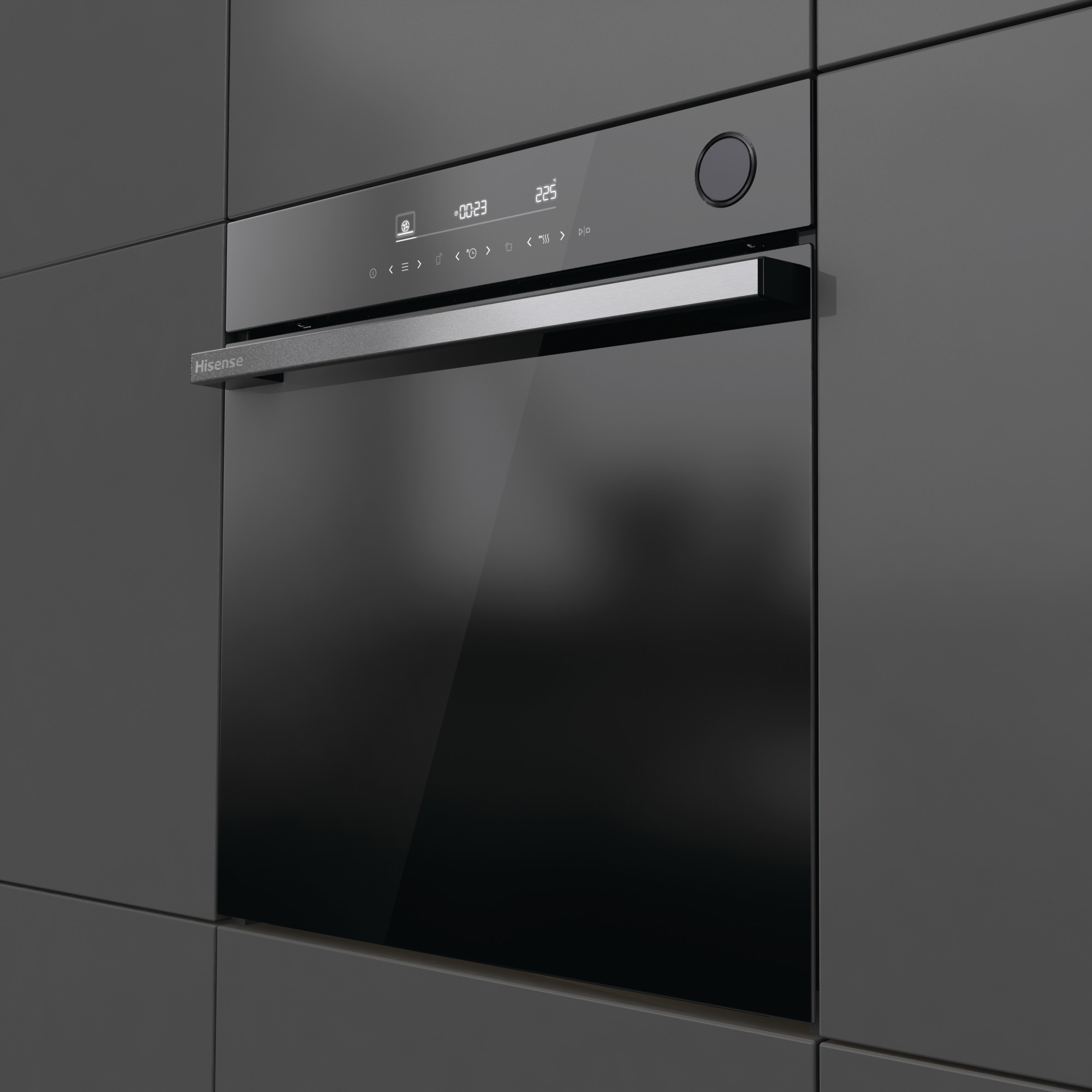 Hisense - BSA66346PBGWIFI – Horno Pirolitico , Cocción Vapor Con Depósito, Clase A+ , 77L, Cristal Negro