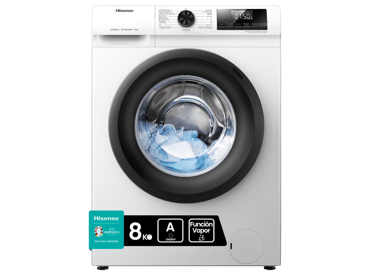 Hisense WFQP8014EVM - Lavadora, Clase A, 8 Kg, 1400 rpm, Blanco