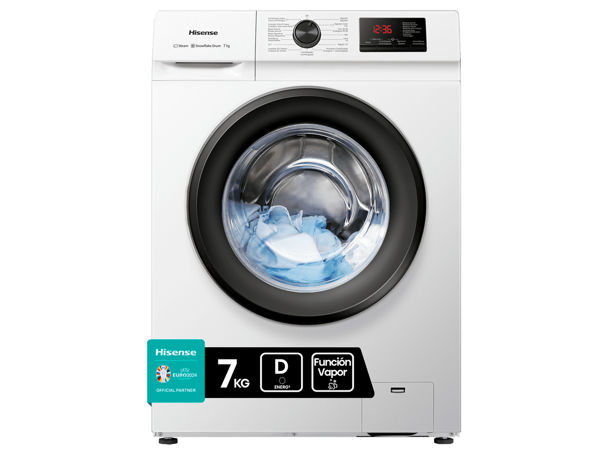 Hisense - WFVB7012EM – Lavadora, Clase D, 7 Kg , 1200 rpm, Blanco, , 