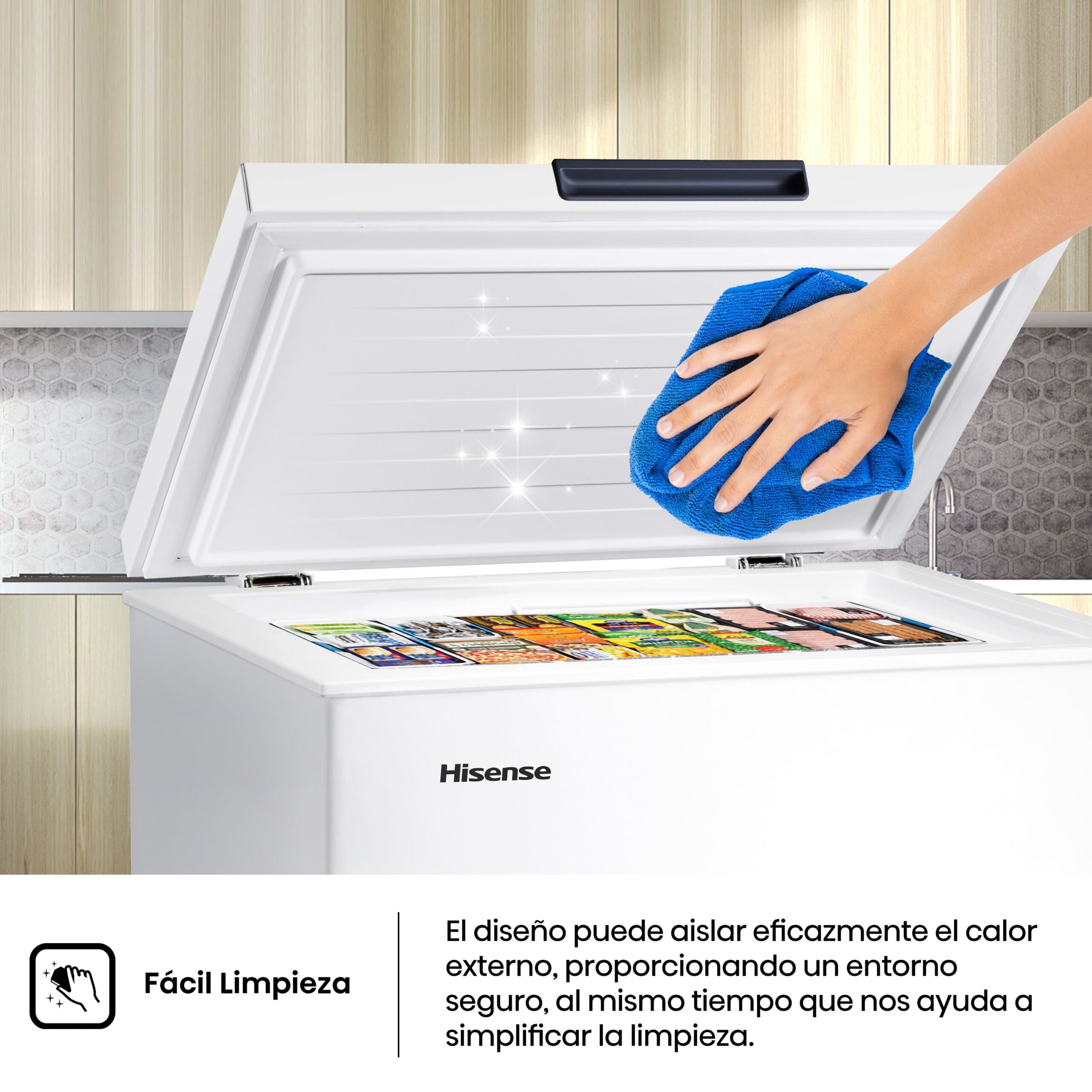 Hisense - FT125D4AWE – Arcón Congelador, Clase E, 95L, Blanco