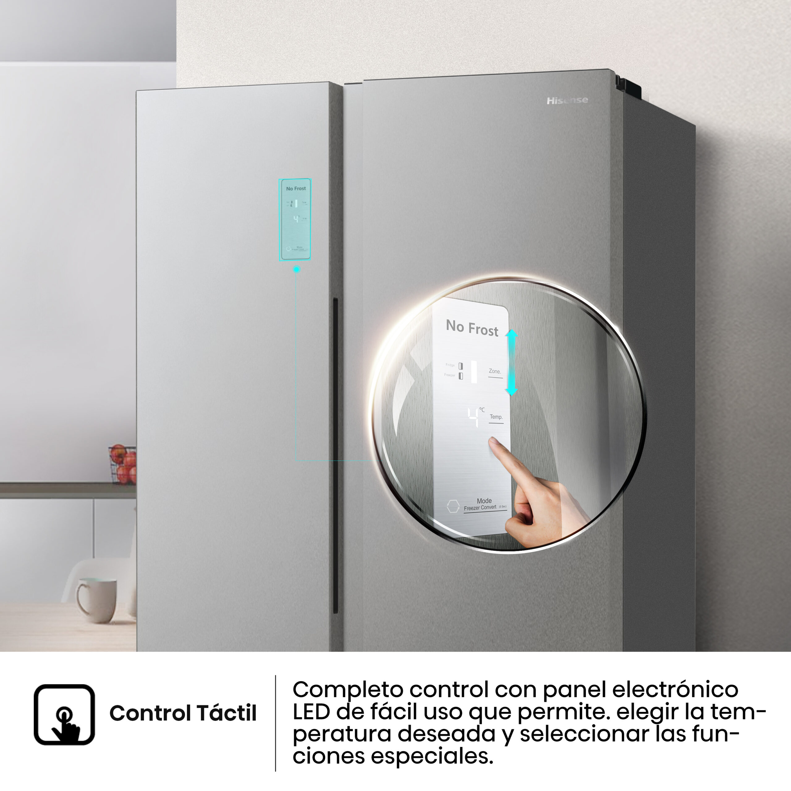 Hisense RS711N4ACE - Frigorífico Americano Side By Side, Clase E, Inox