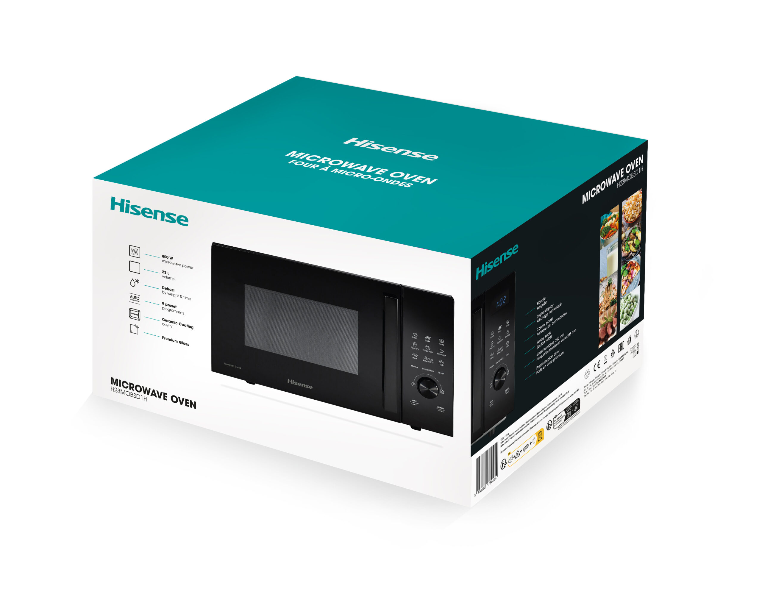 Hisense H23MOBSD1H Microondas 23L 800W Negro