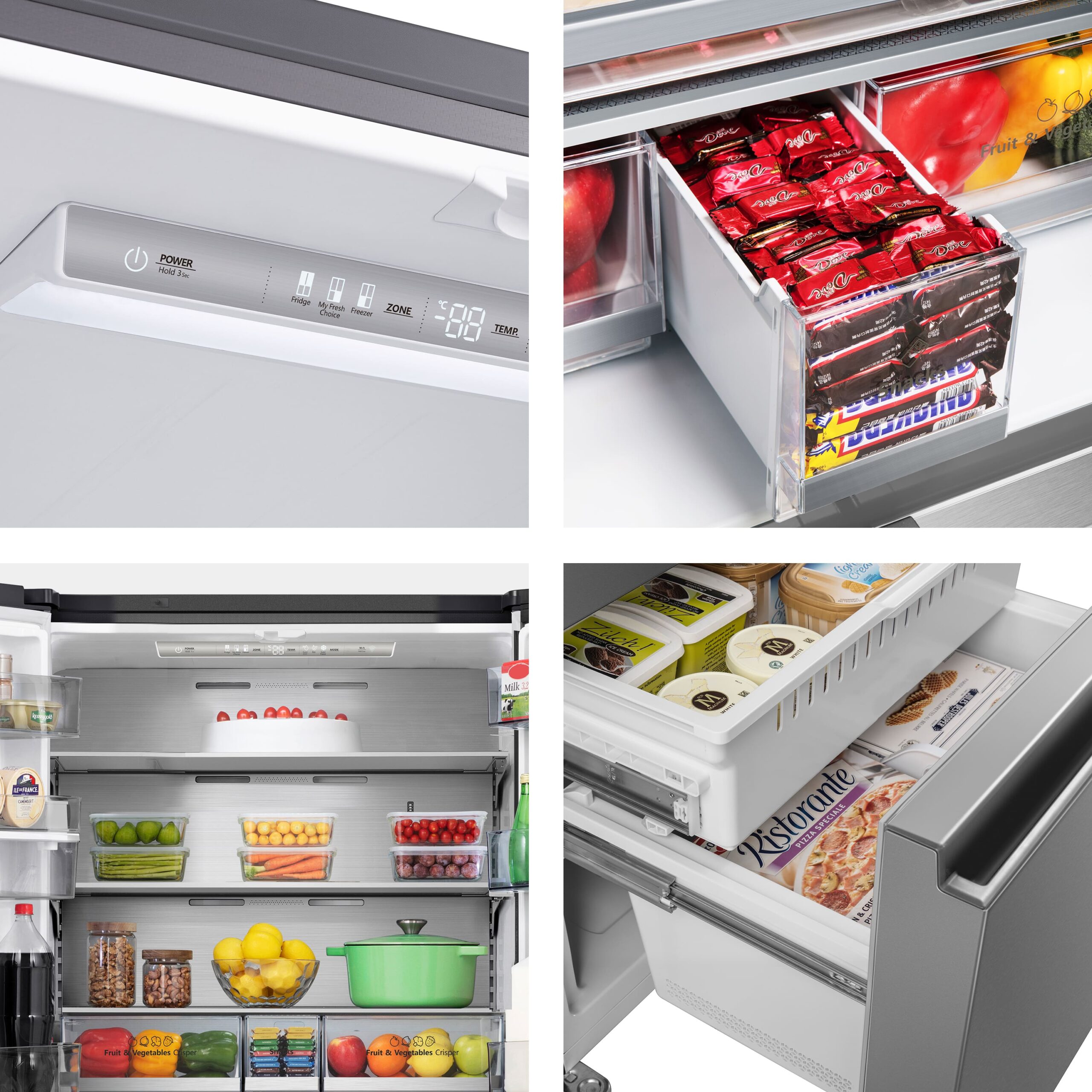 Hisense - RF749N4SWSE – Frigorífico Americano Cajón Frances, Clase E, 579L, Inox
