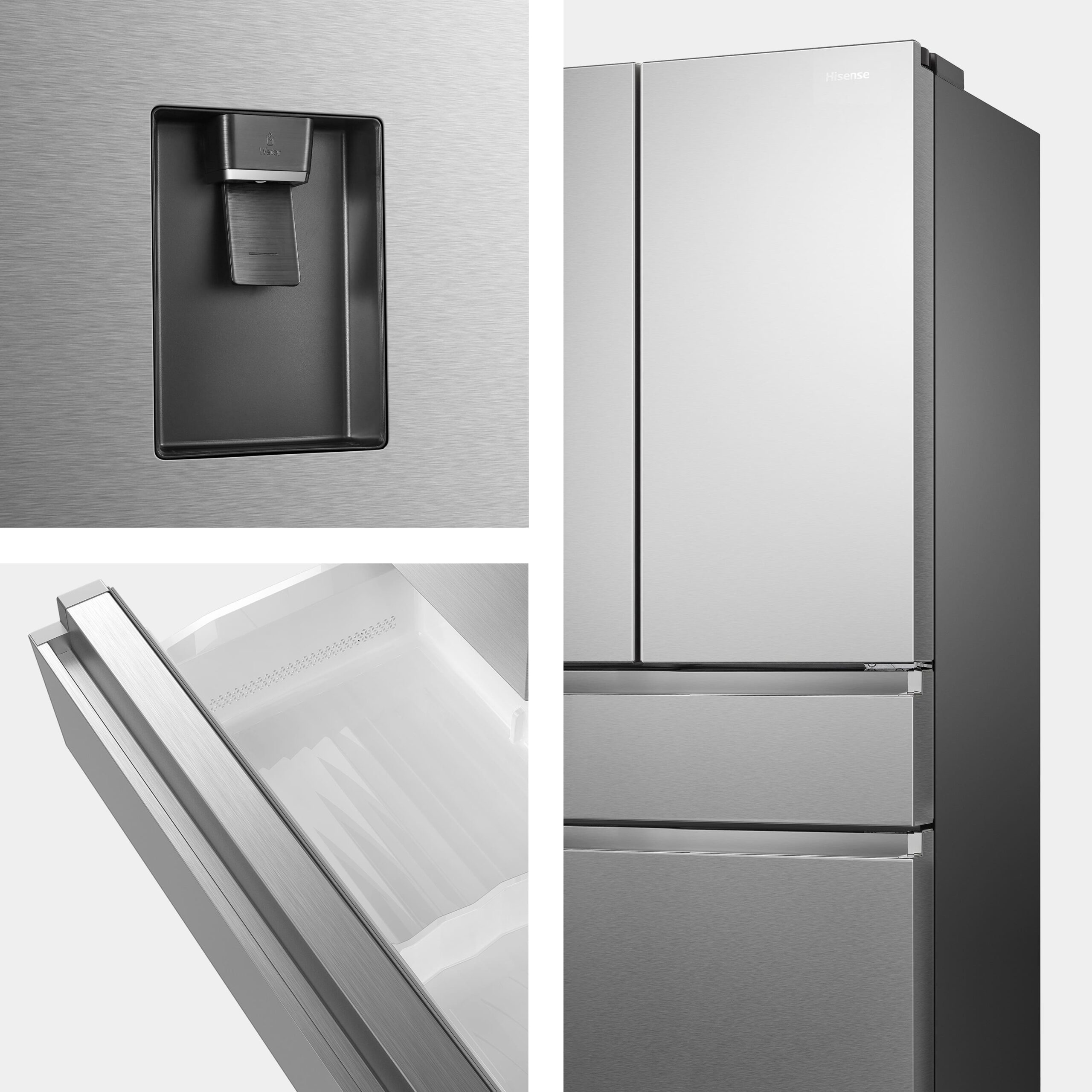 Hisense - RF749N4SWSE – Frigorífico Americano Cajón Frances, Clase E, 579L, Inox