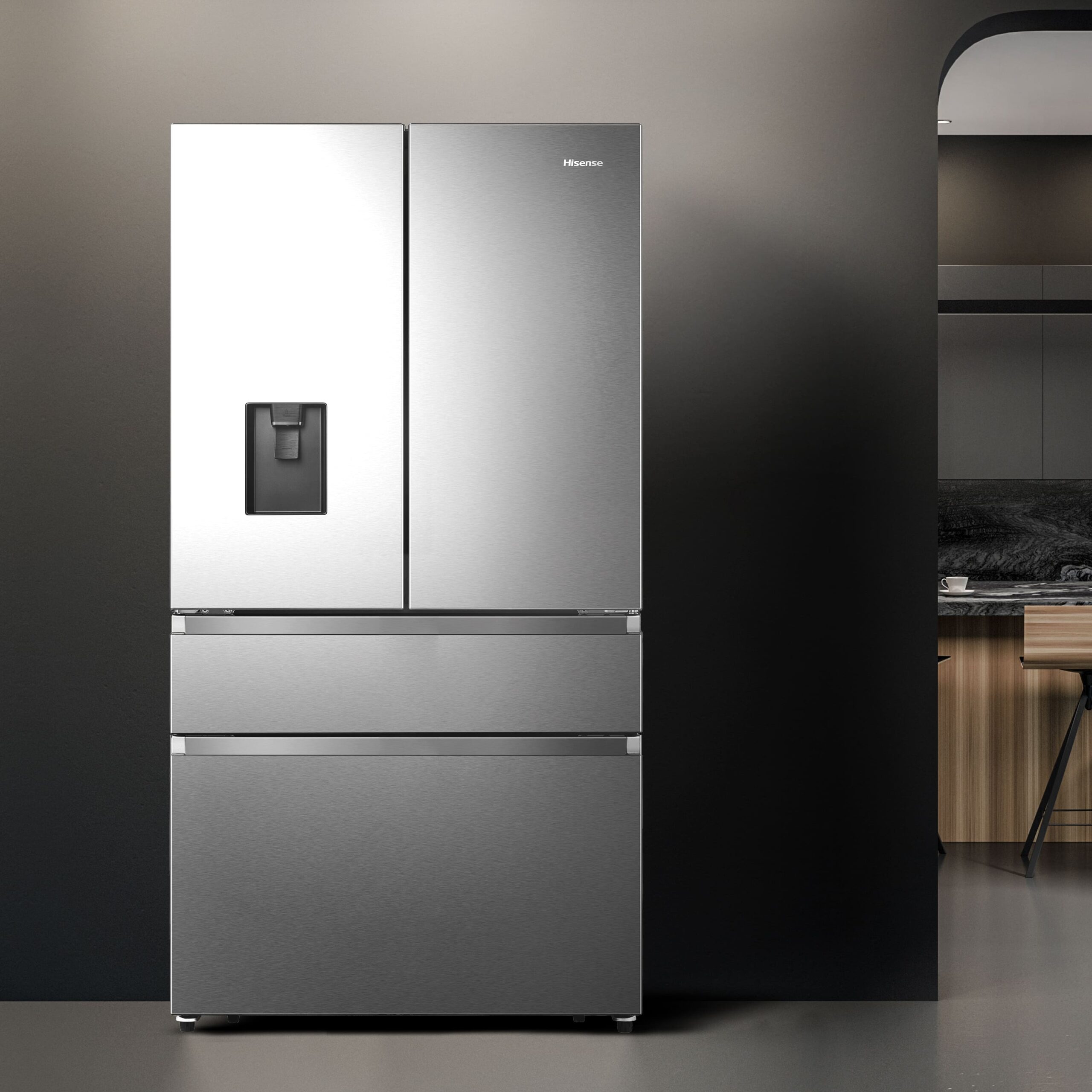 Hisense - RF749N4SWSE – Frigorífico Americano Cajón Frances, Clase E, 579L, Inox