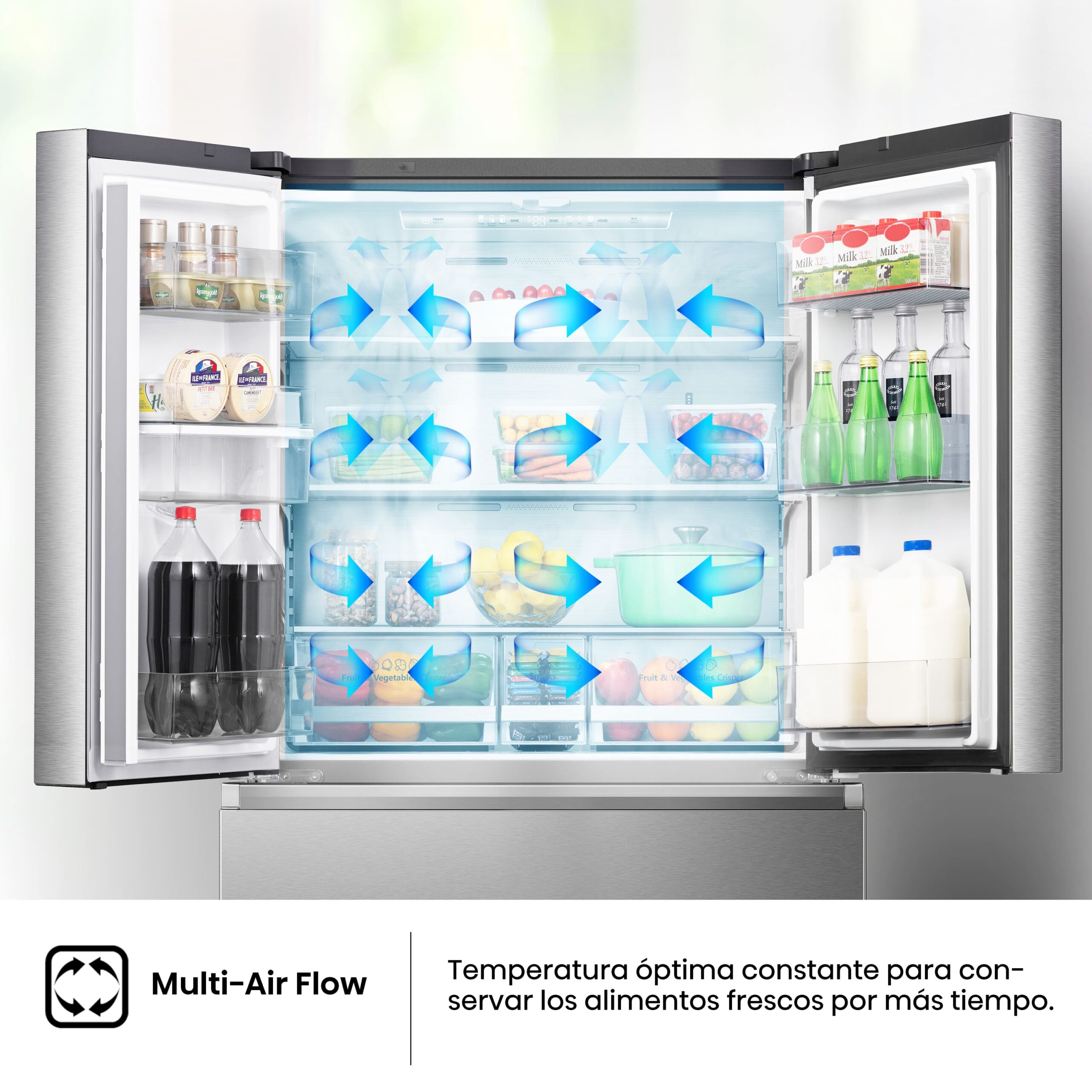 Hisense - RF749N4SWSE – Frigorífico Americano Cajón Frances, Clase E, 579L, Inox