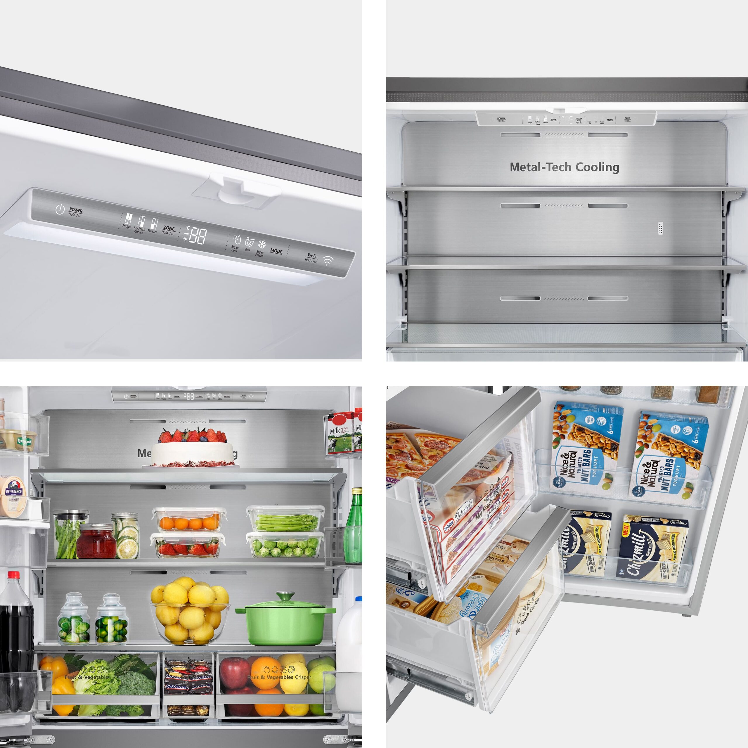 Hisense - RQ758N4SWSE – Frigorífico Americano 4 Puertas, Clase E, 606L, Inox