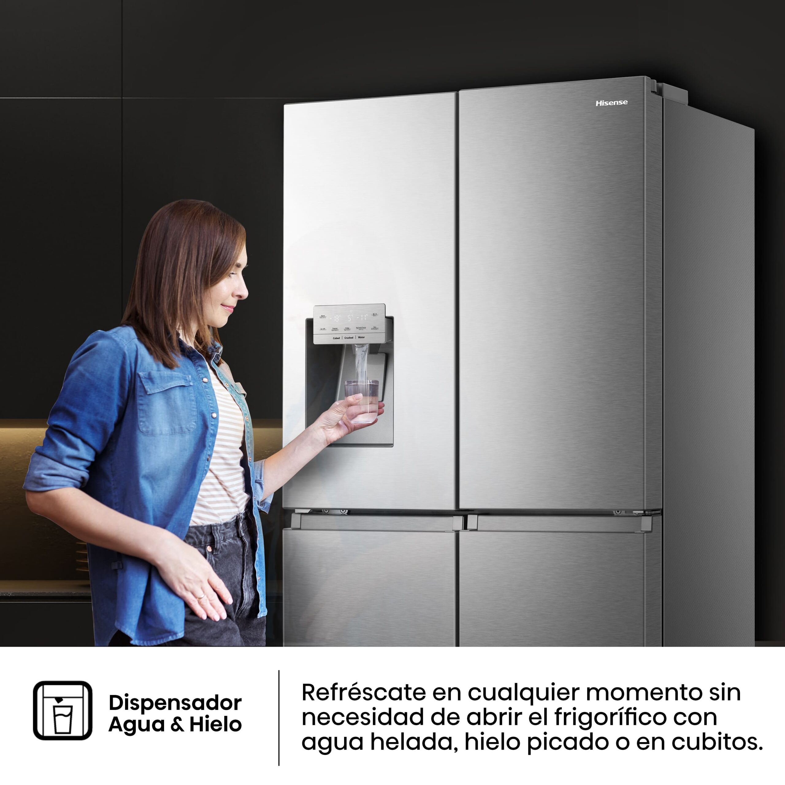 Hisense - RQ760N4SASE – Frigorífico Americano 4 Puertas De Libre Instalación, Clase E, Capacidad 584L, Color Inox