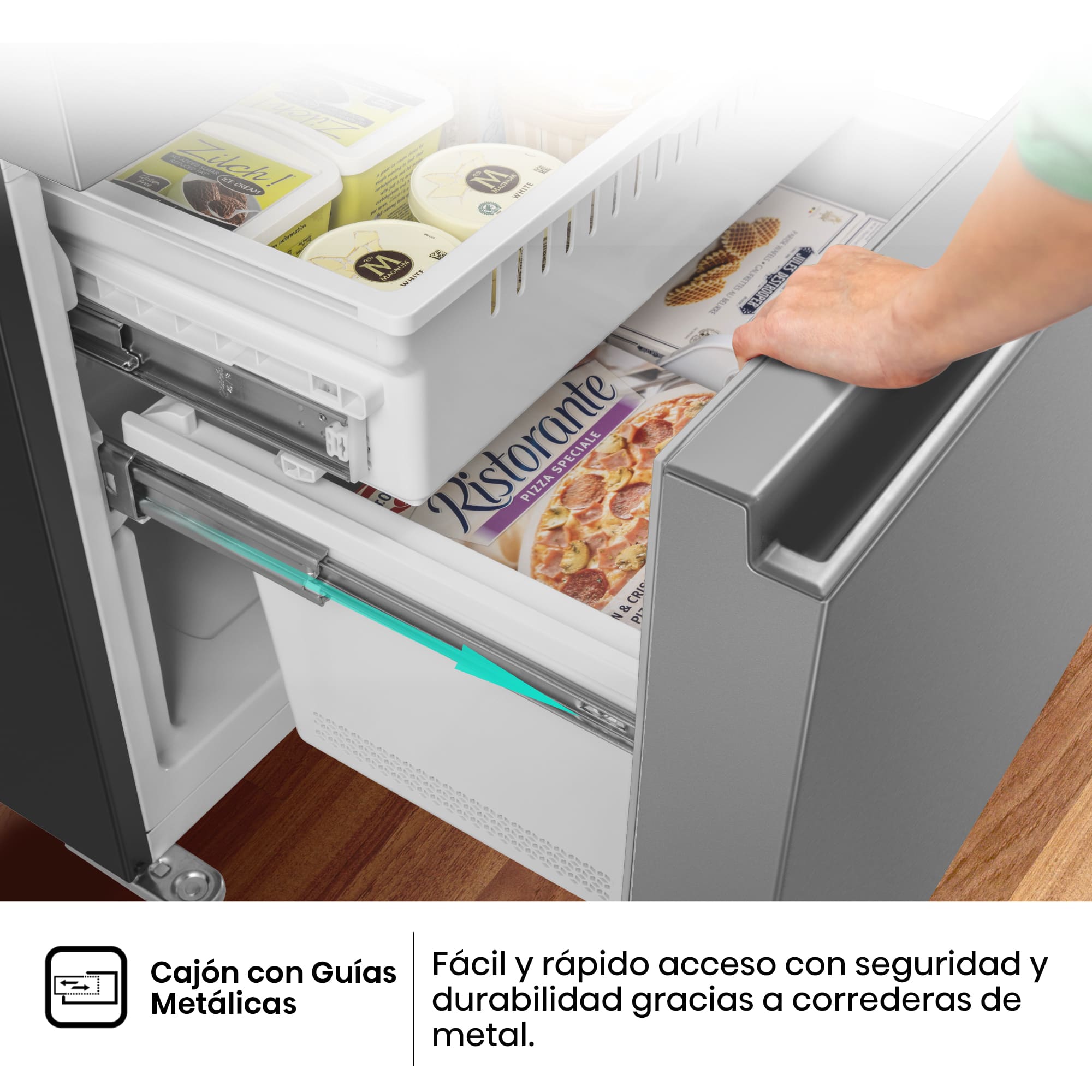 Hisense - RF632N4WIE – Frigorífico Combi Cajón Frances, Clase E , 485L, Inox
