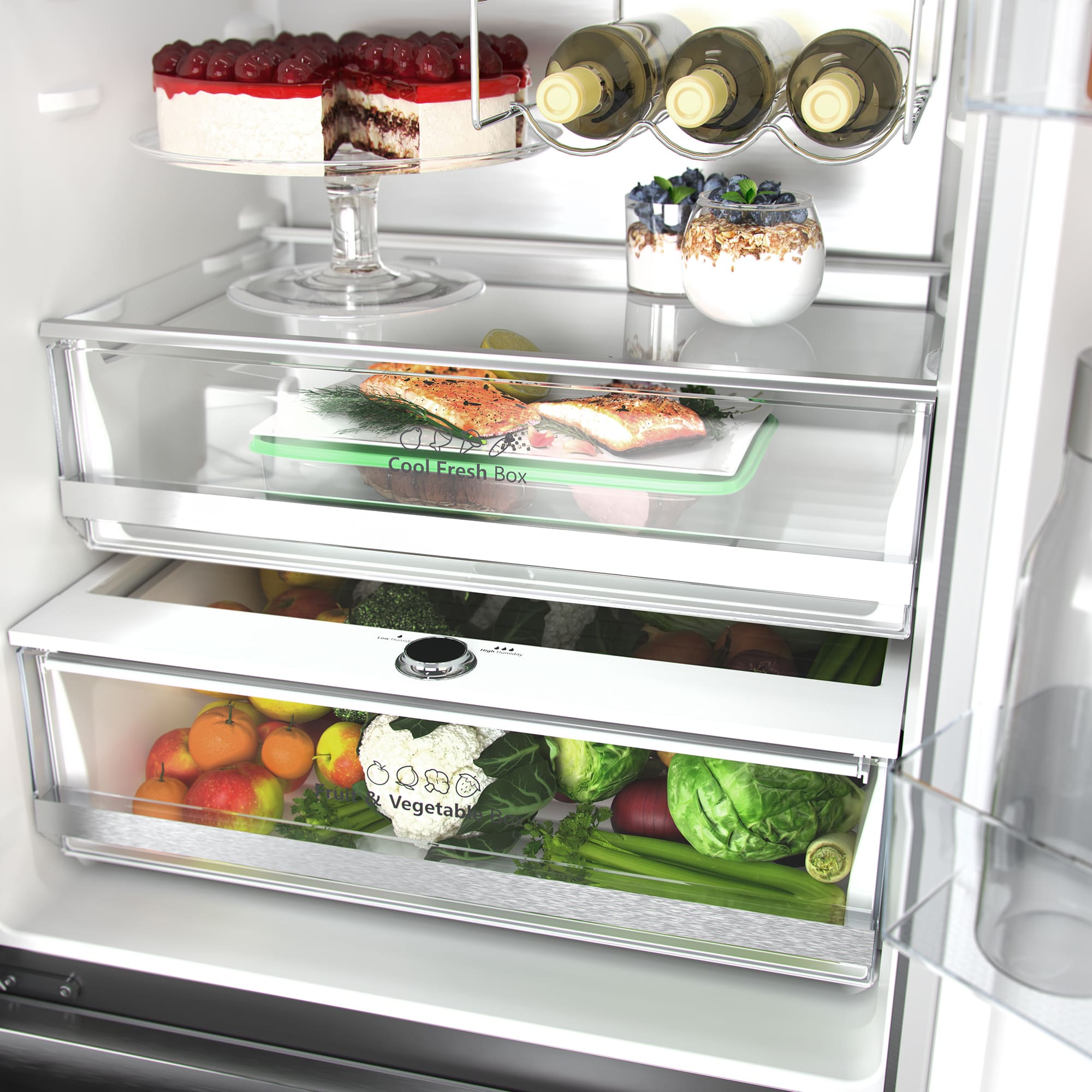 Hisense - RF632N4WIE – Frigorífico Combi Cajón Frances, Clase E , 485L, Inox