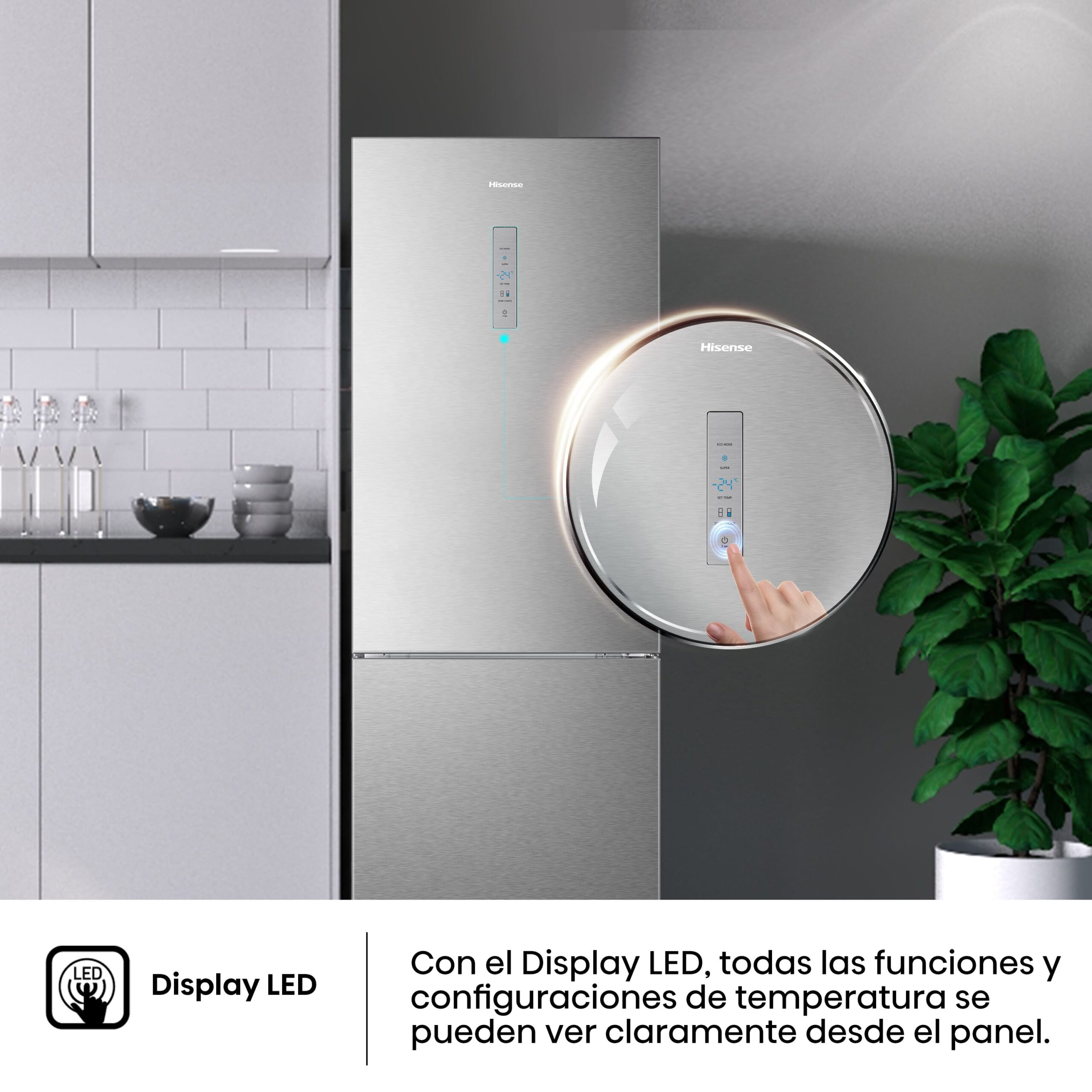 Hisense - RB645N4BID – Frigorífico Combi 2 Puertas, Clase D , 495L, Inox