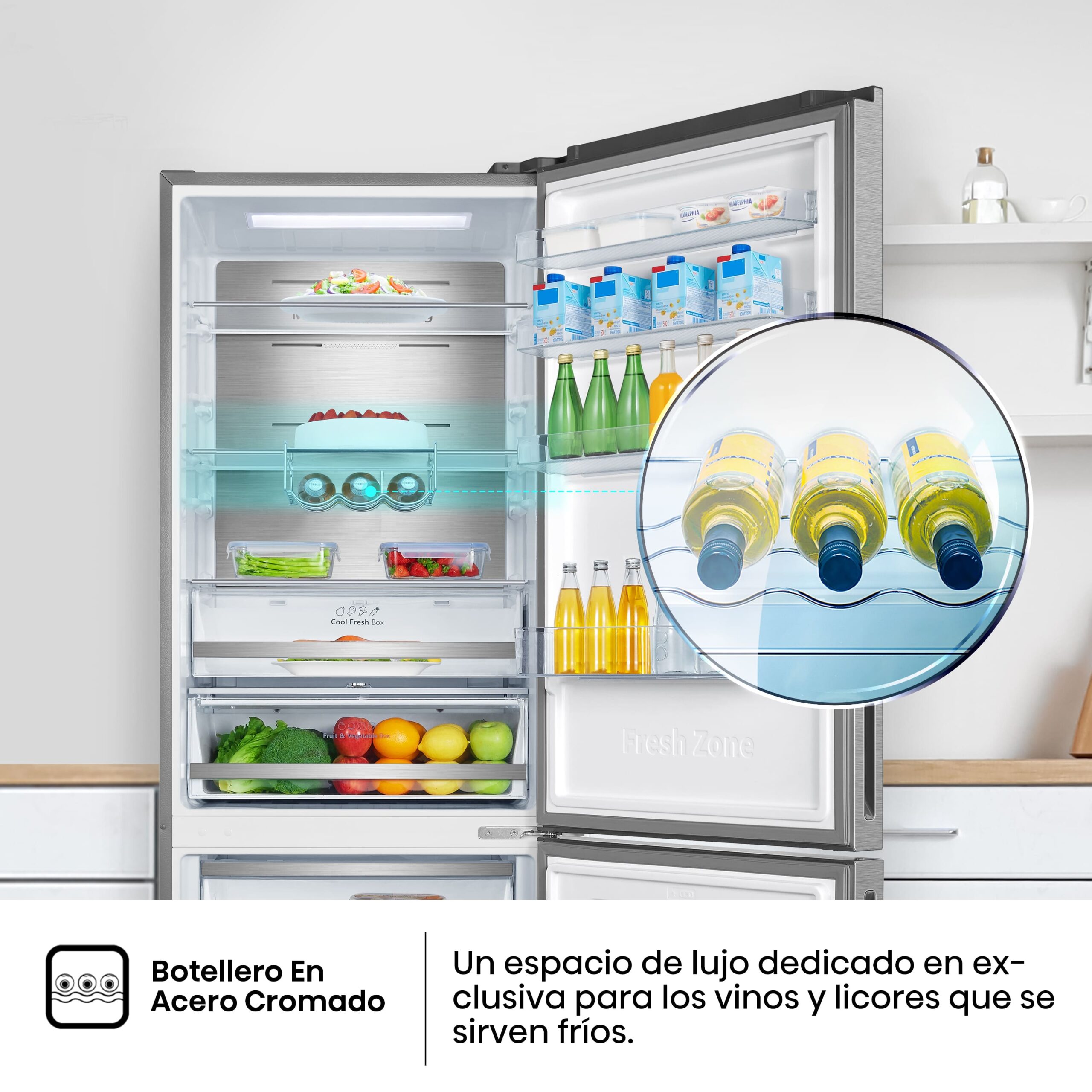 Hisense - RB645N4BID – Frigorífico Combi 2 Puertas, Clase D , 495L, Inox