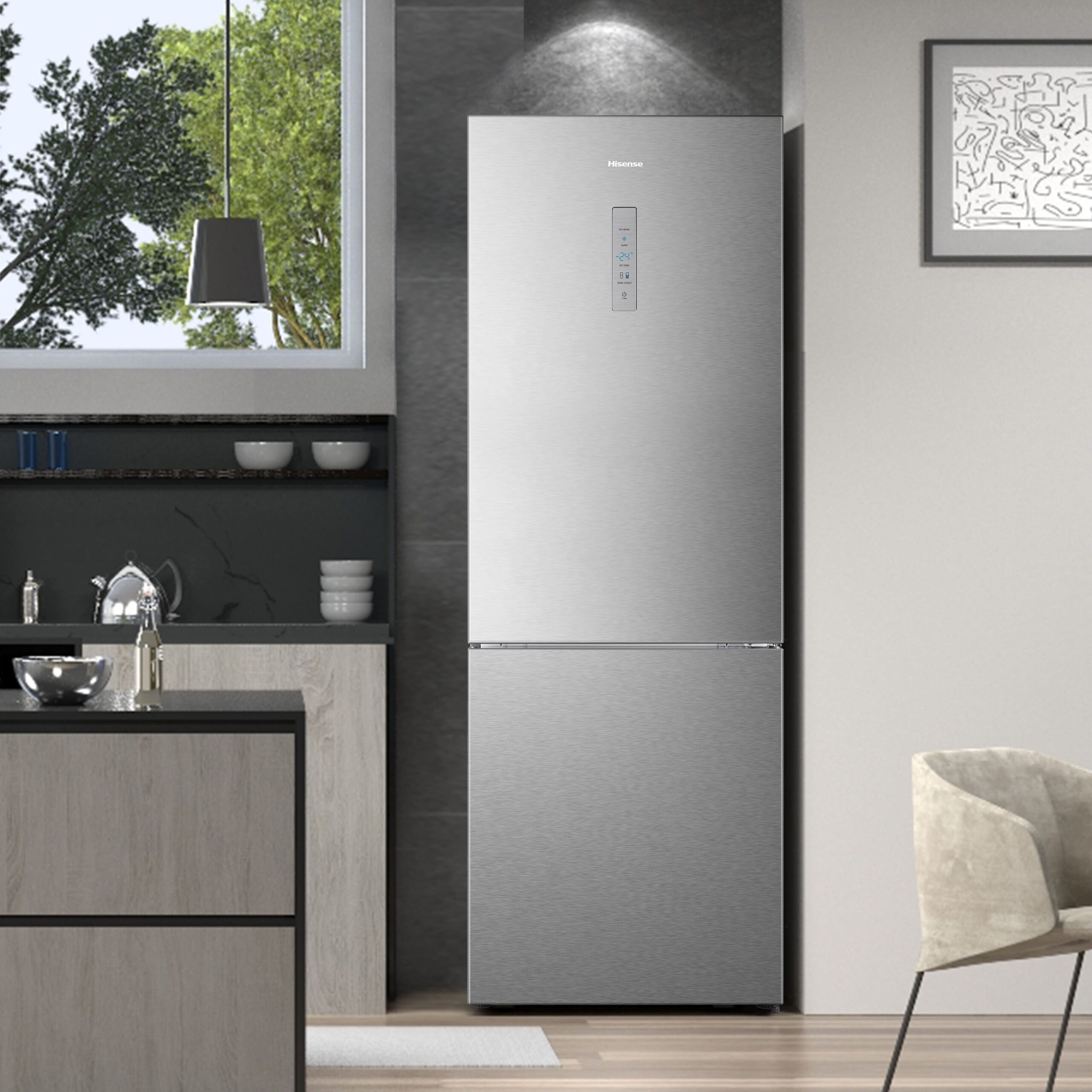 Hisense - RB645N4BID – Frigorífico Combi 2 Puertas, Clase D , 495L, Inox